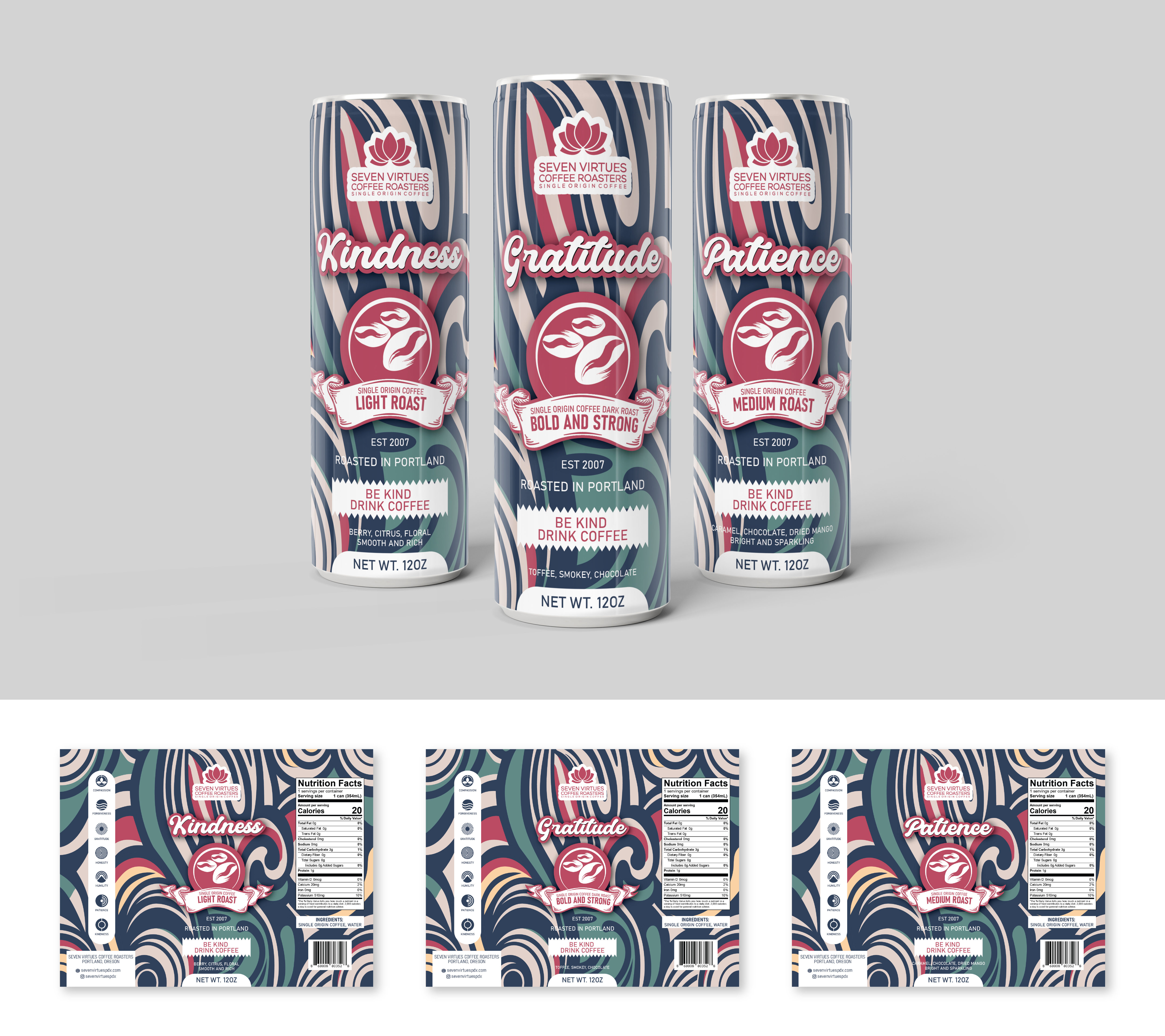 Packaging Design by QasimGraphfix for Seven Virtues Coffee Roasters | Design #34064364