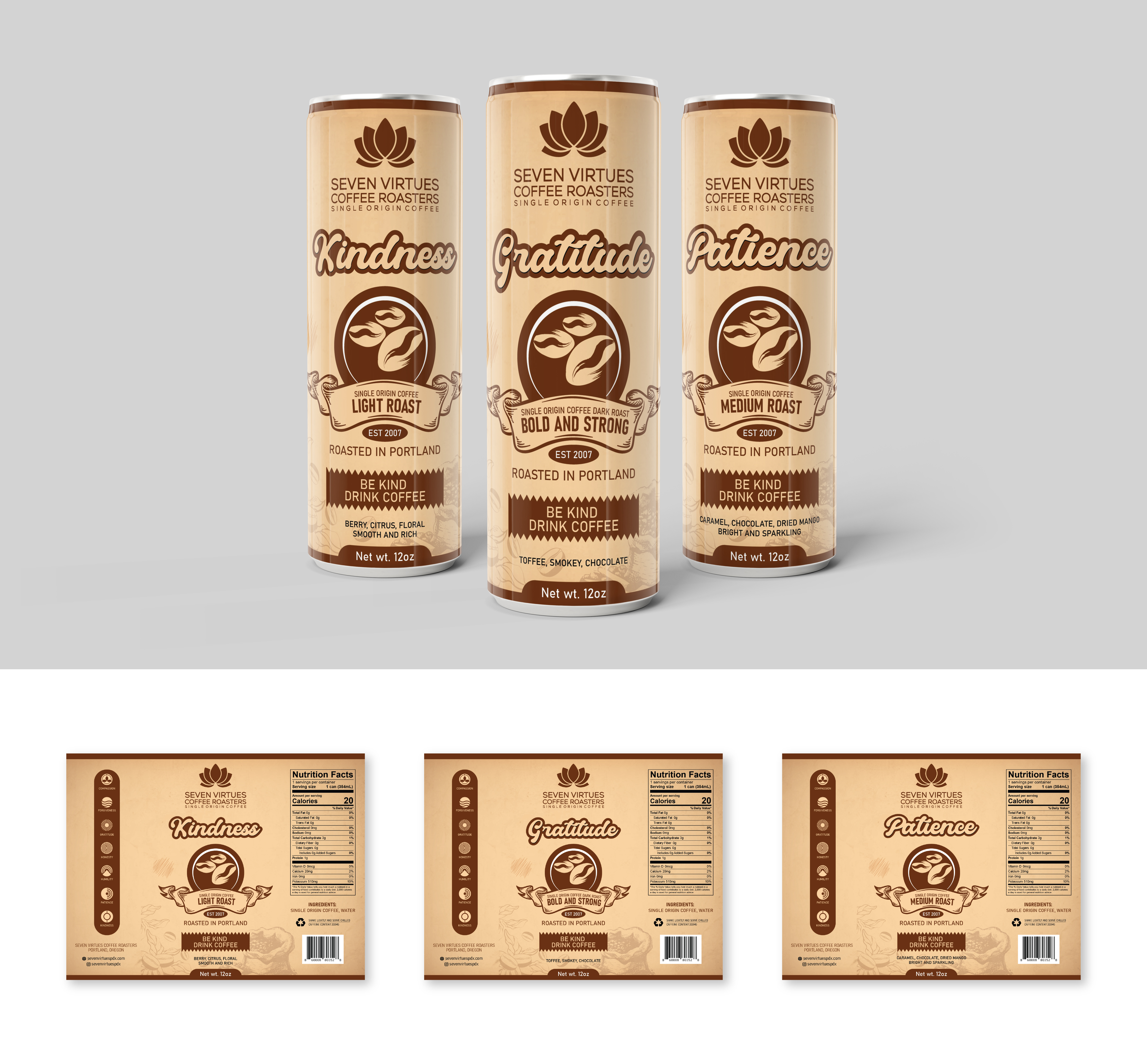 Packaging Design by QasimGraphfix for Seven Virtues Coffee Roasters | Design #34064365
