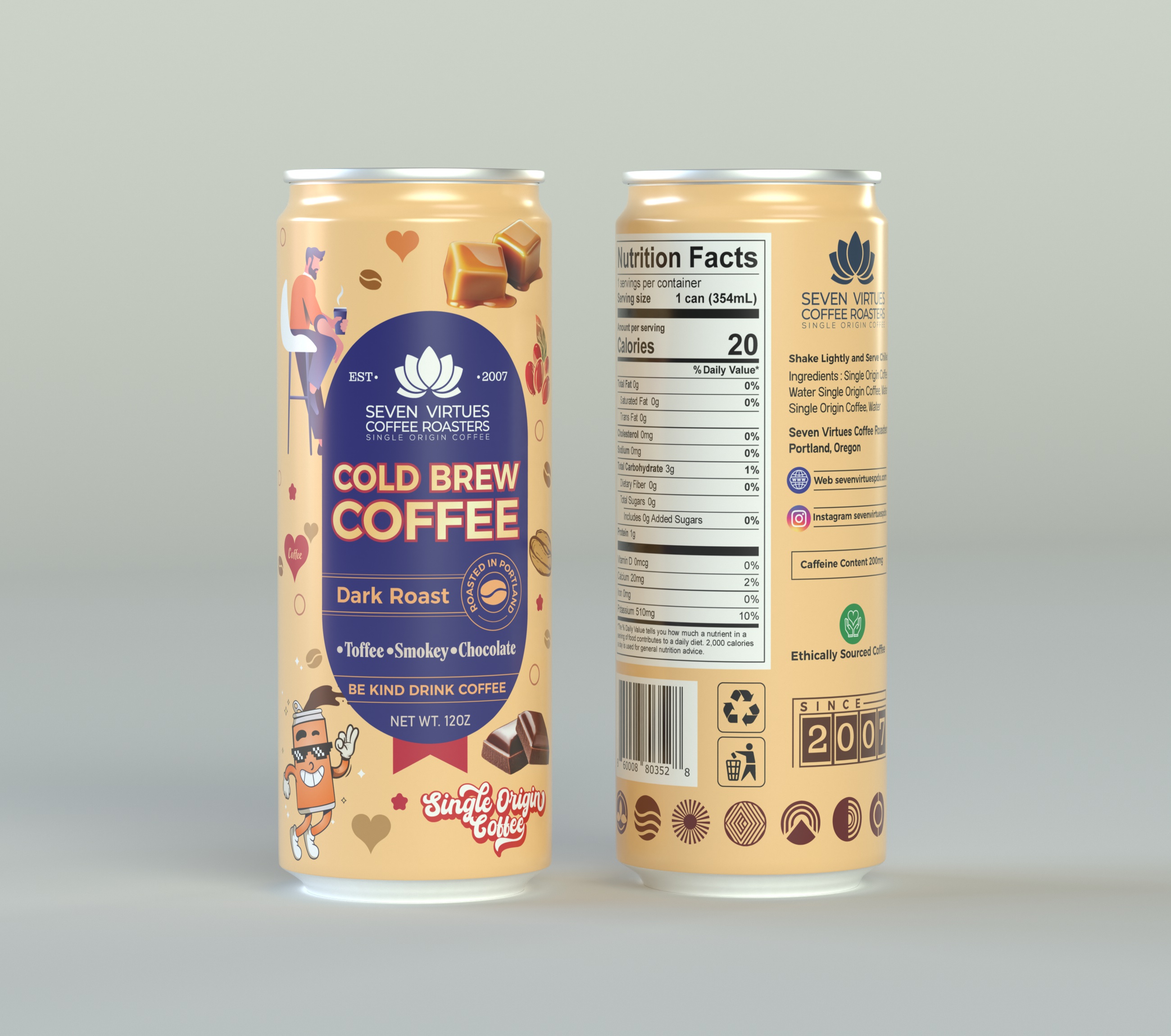 Verpackungs-Design von Dylan H für Seven Virtues Coffee Roasters | Design #34043180