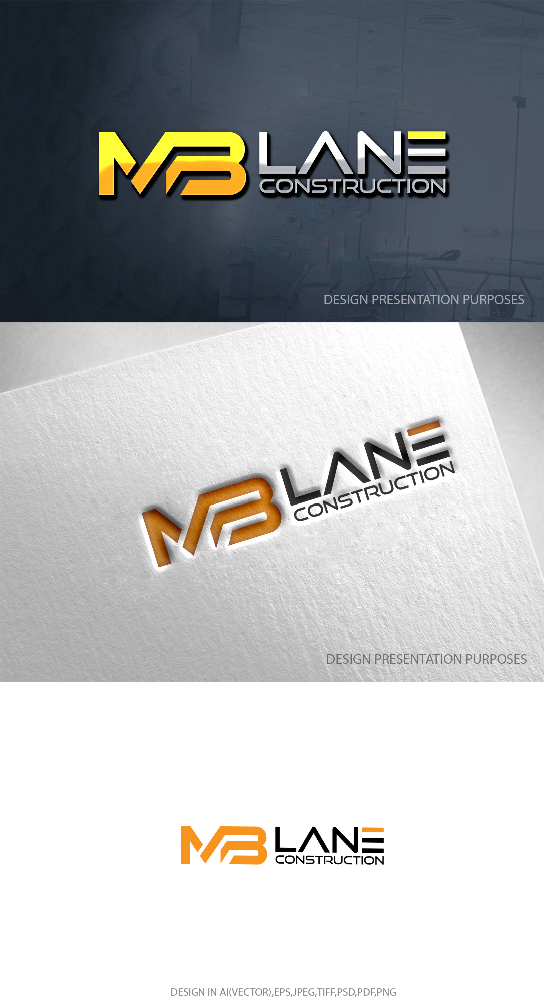Logo Design by zebronicgraphic for MB Lane Construction | Design #34050277
