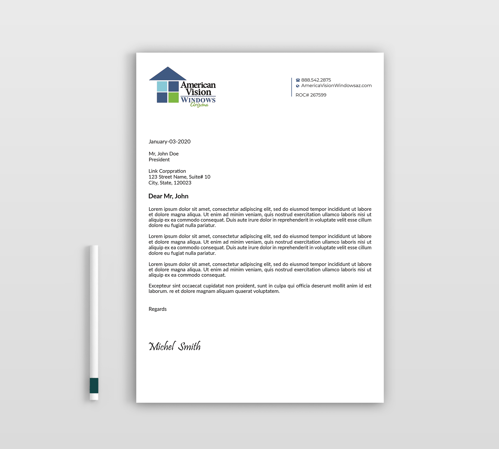 Diseño de Membrete por Expert Bappy para American Vision Windows Arizona | Diseño #34049441