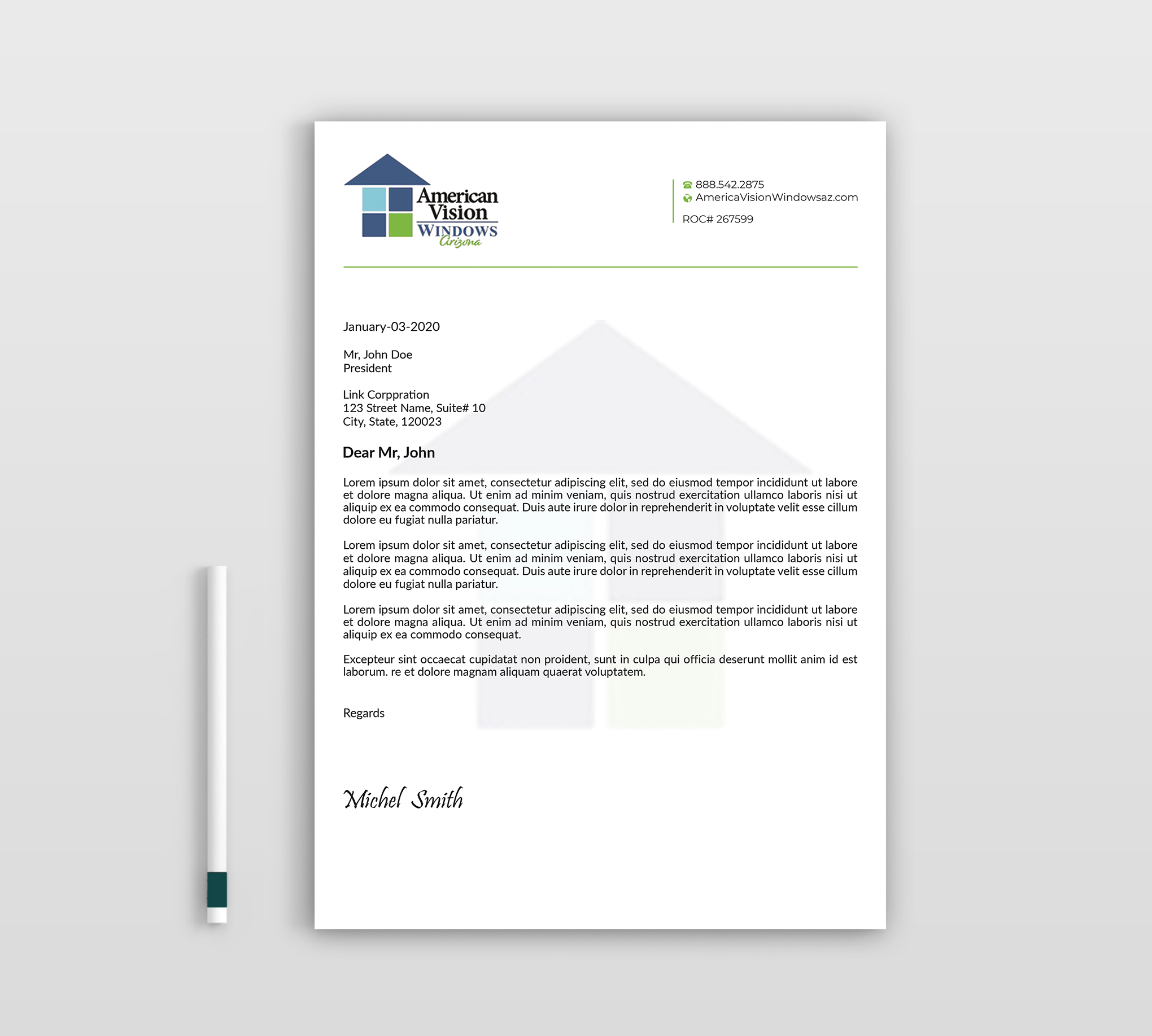 Letterhead Design by Expert Bappy for American Vision Windows Arizona | Design #34049479