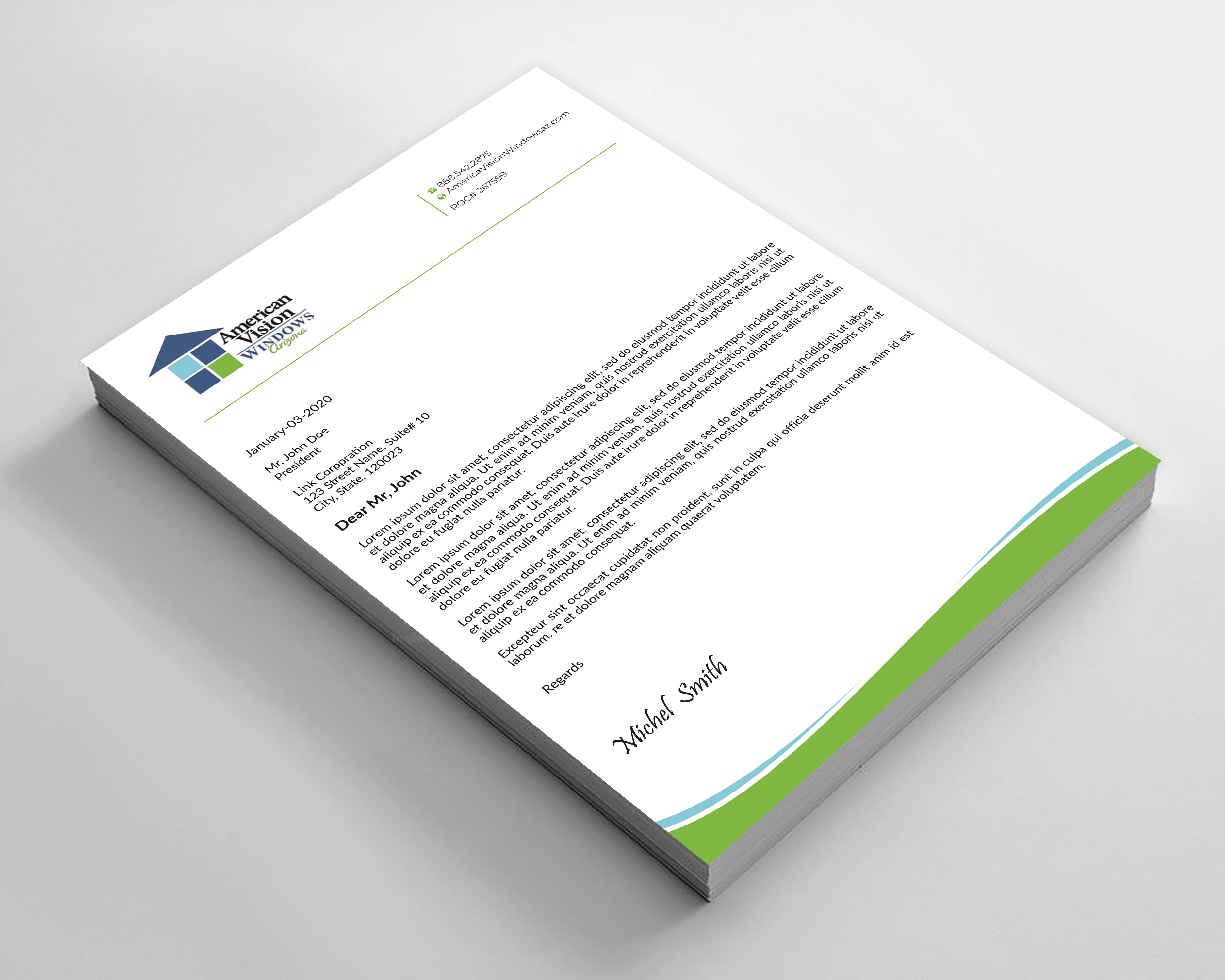 Letterhead Design by Expert Bappy for American Vision Windows Arizona | Design #34050622