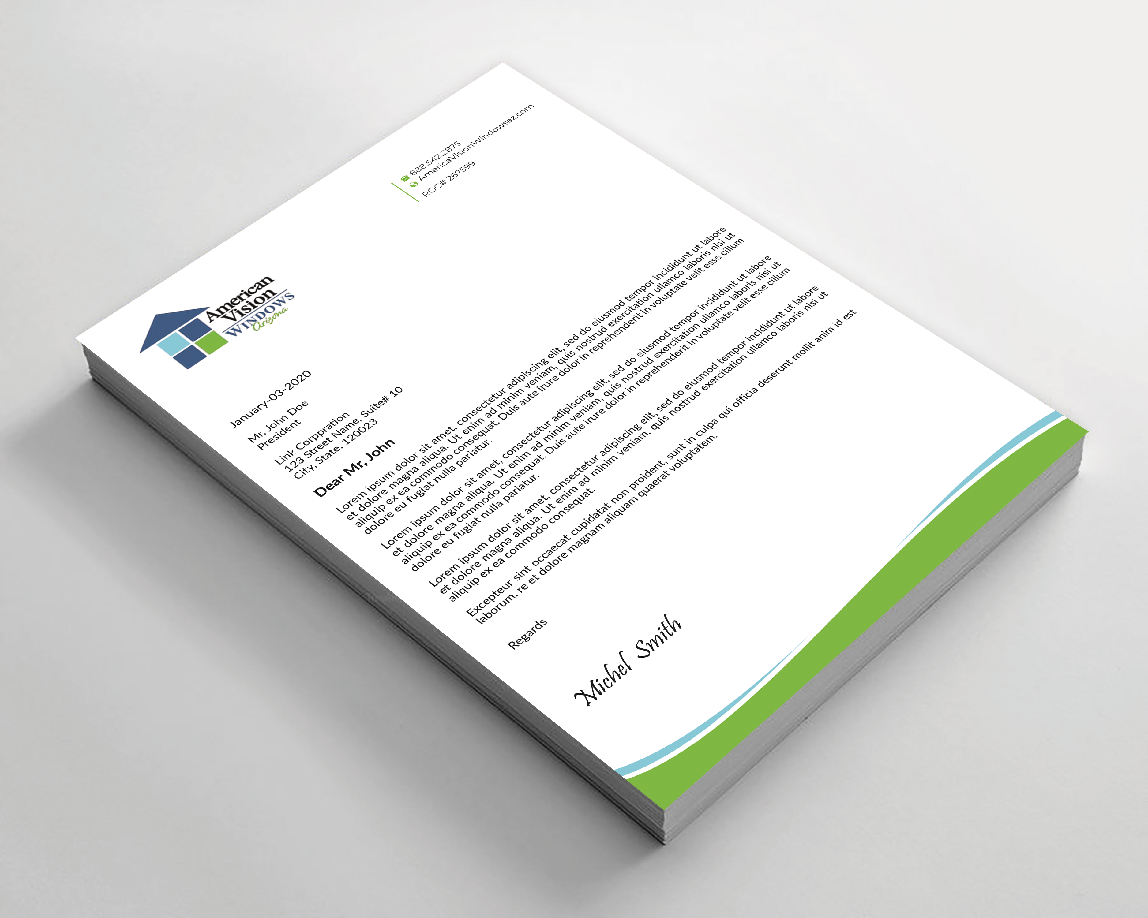 Letterhead Design by Expert Bappy for American Vision Windows Arizona | Design #34050623