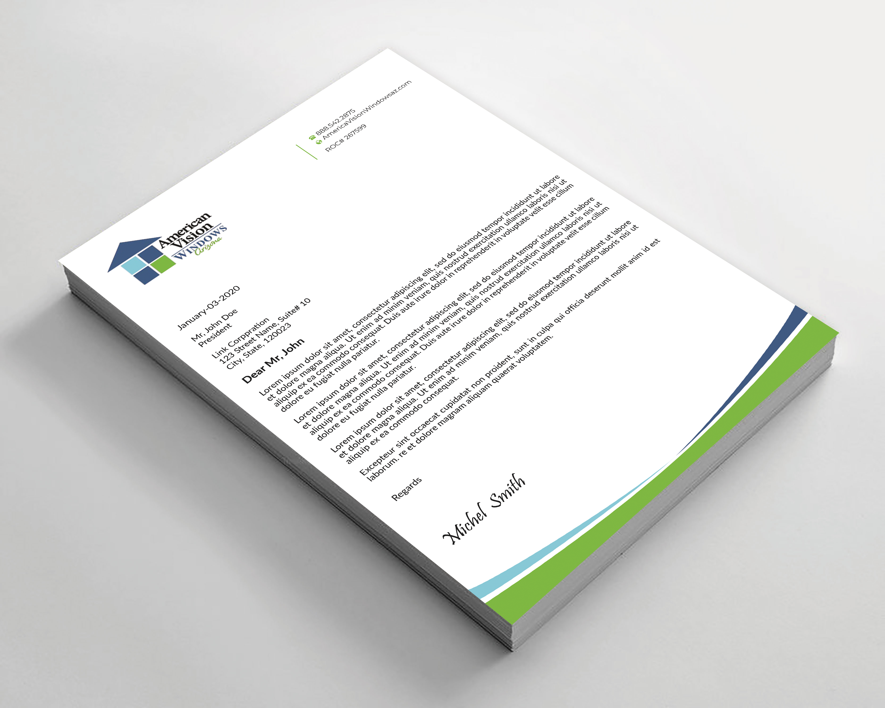 Letterhead Design by Expert Bappy for American Vision Windows Arizona | Design #34050726