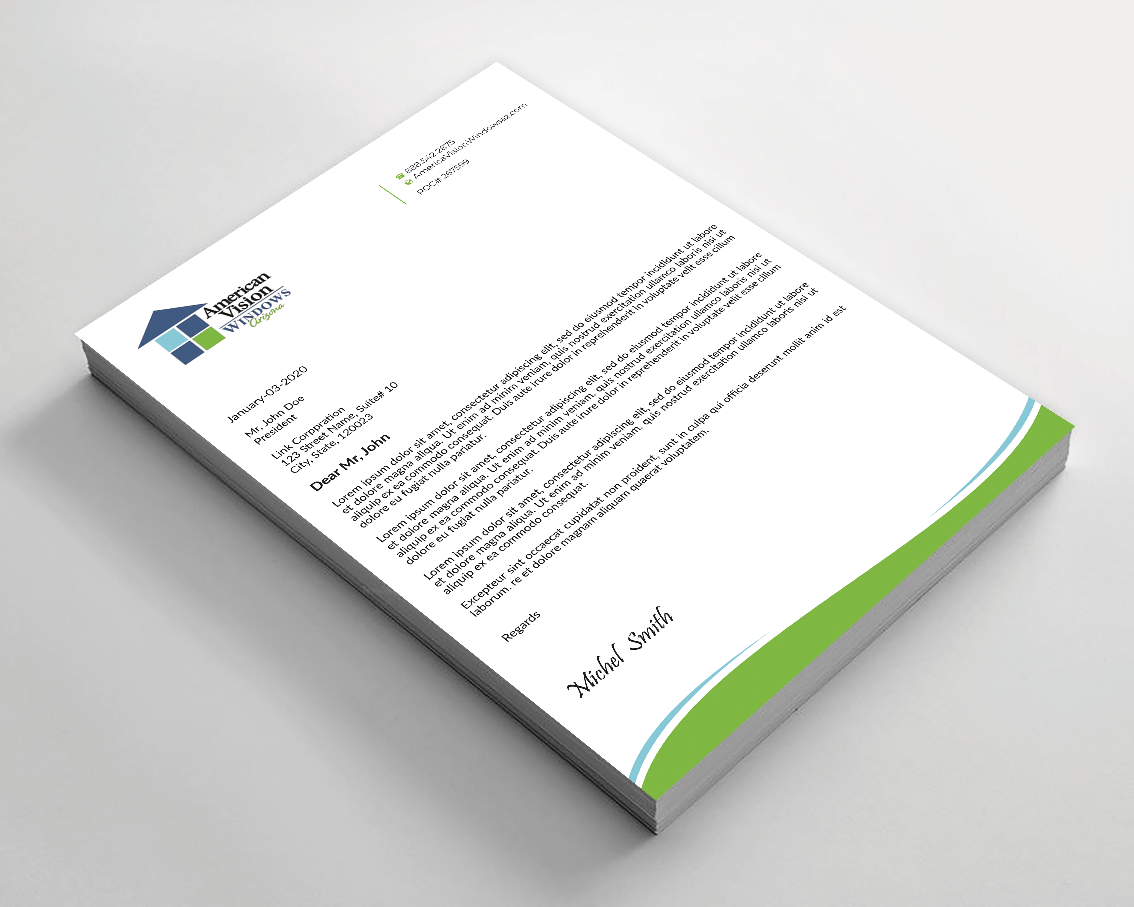 Letterhead Design by Expert Bappy for American Vision Windows Arizona | Design #34050727