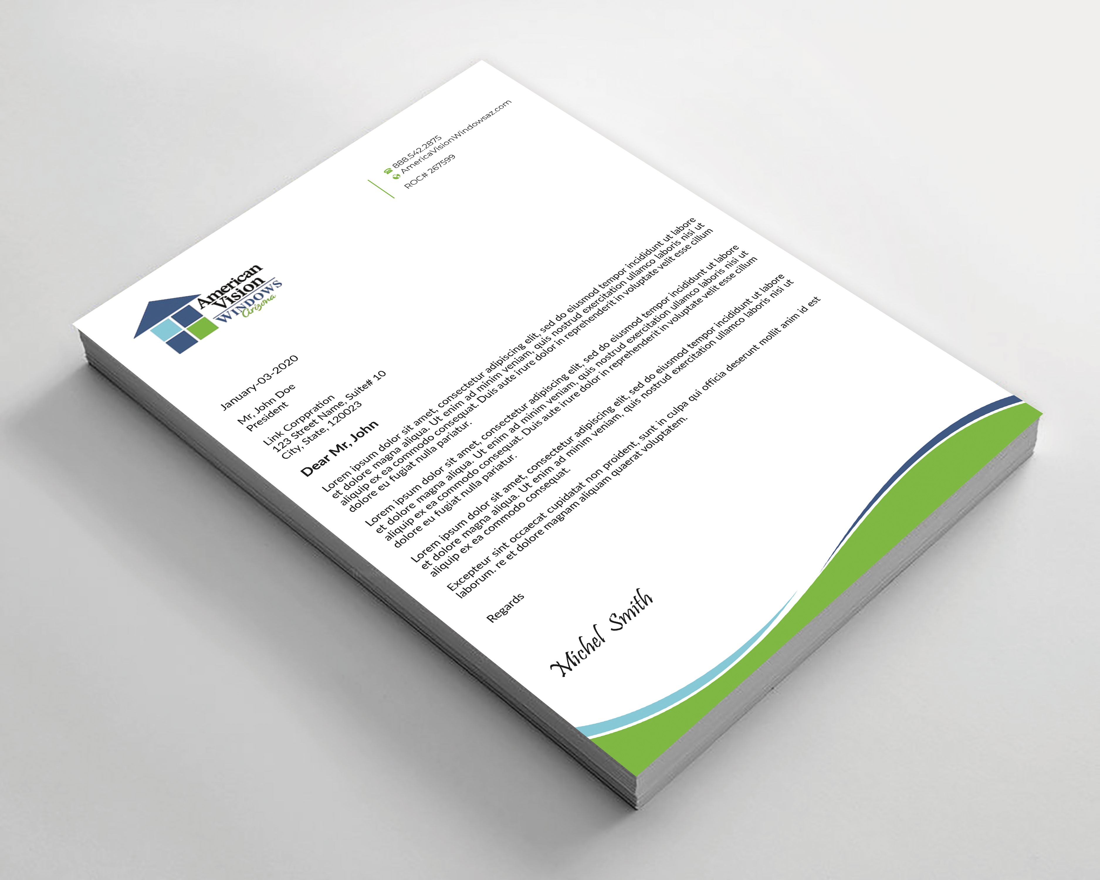 Letterhead Design by Expert Bappy for American Vision Windows Arizona | Design #34050747