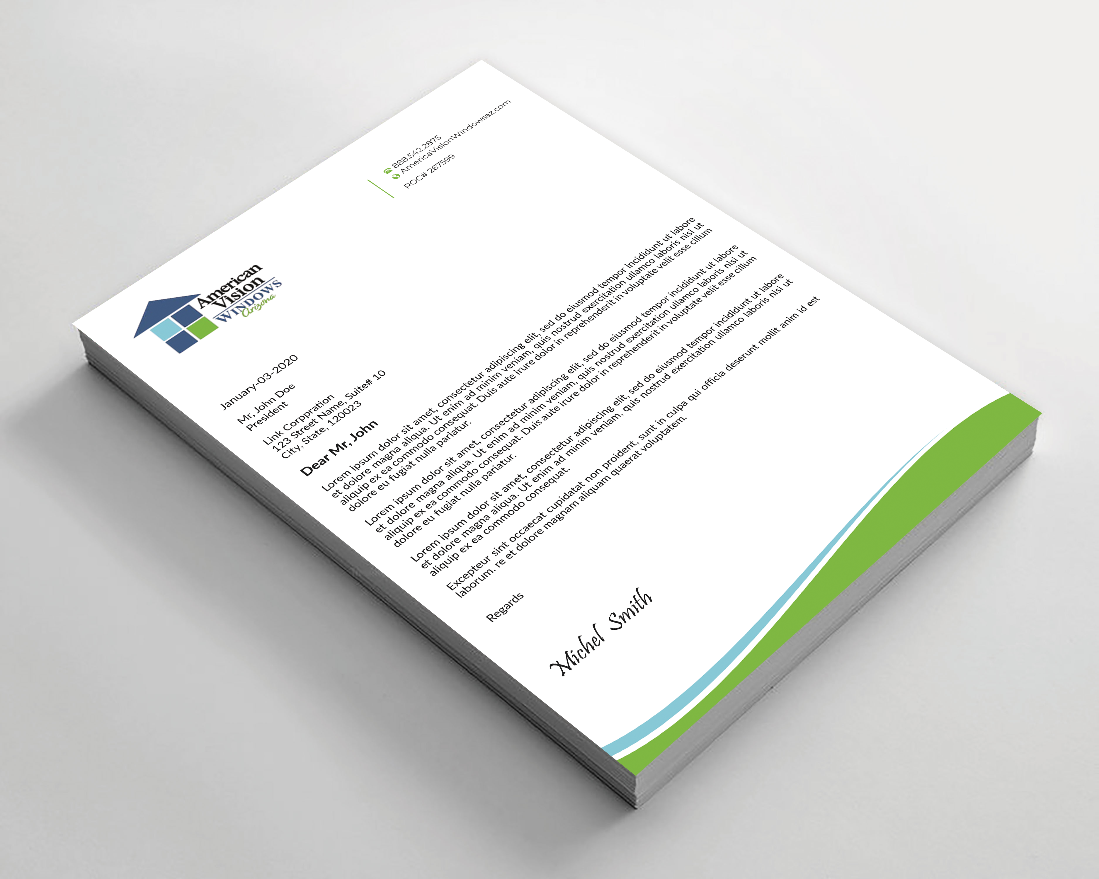 Letterhead Design by Expert Bappy for American Vision Windows Arizona | Design #34050784