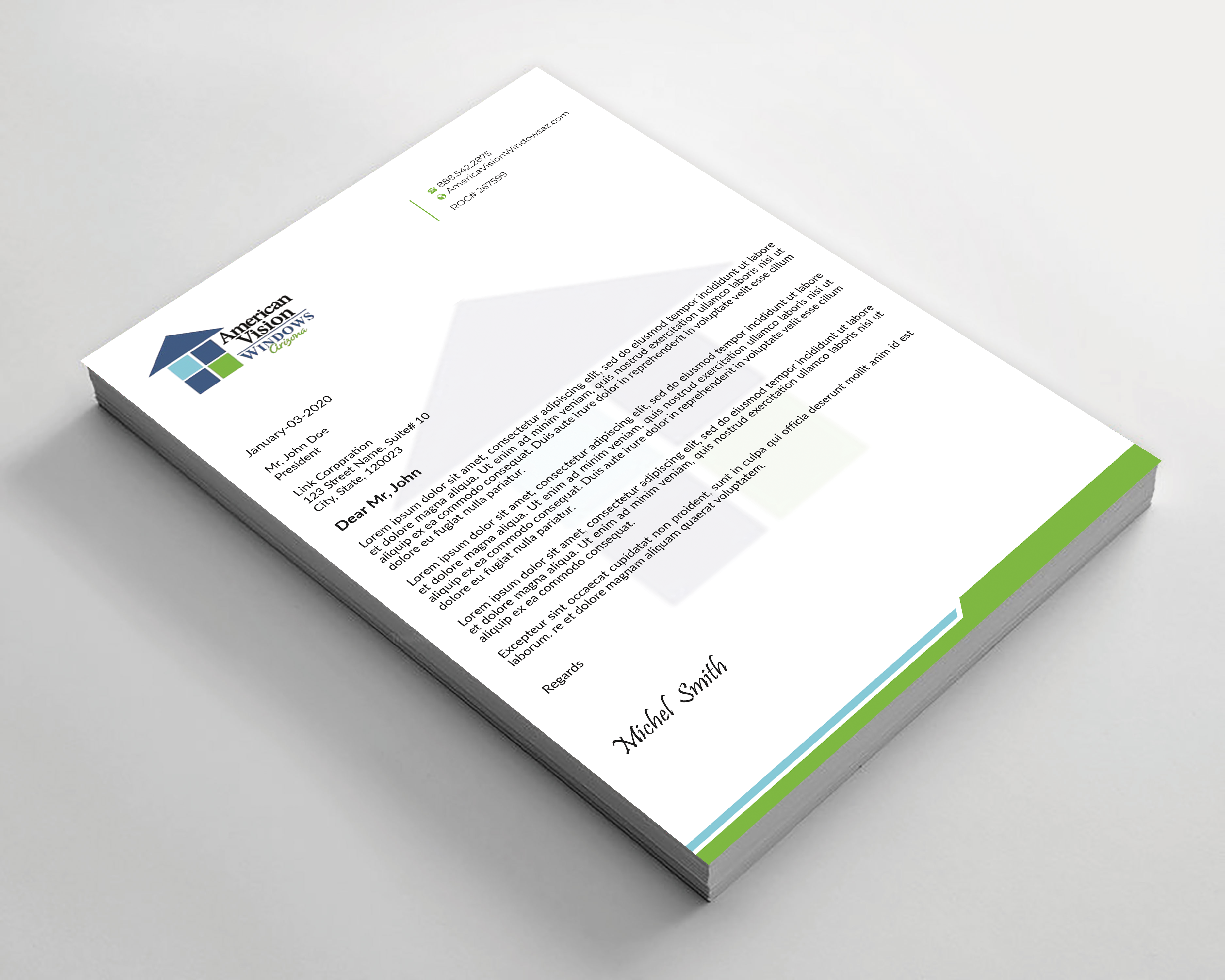 Letterhead Design by Expert Bappy for American Vision Windows Arizona | Design #34050786