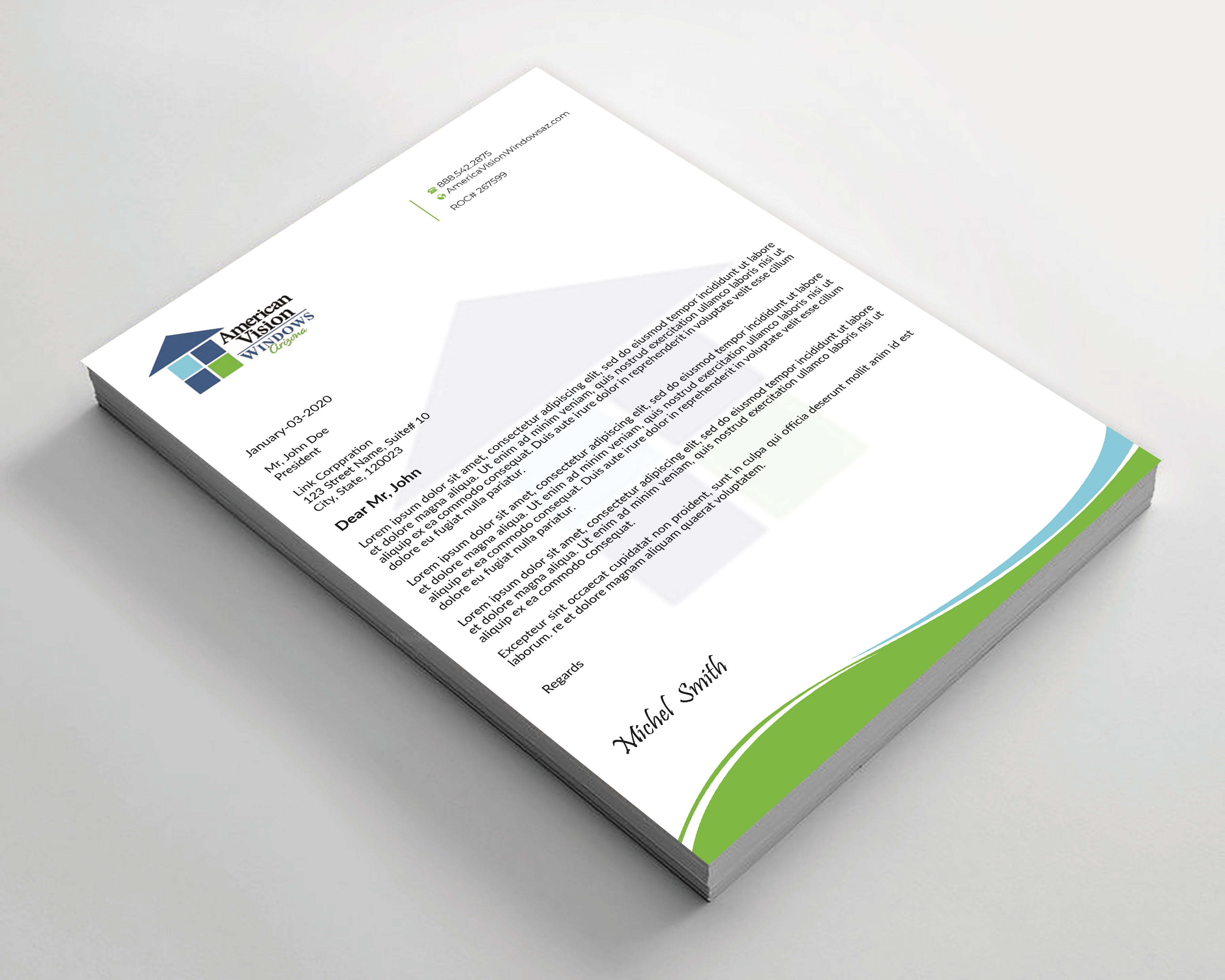 Letterhead Design by Expert Bappy for American Vision Windows Arizona | Design #34050787