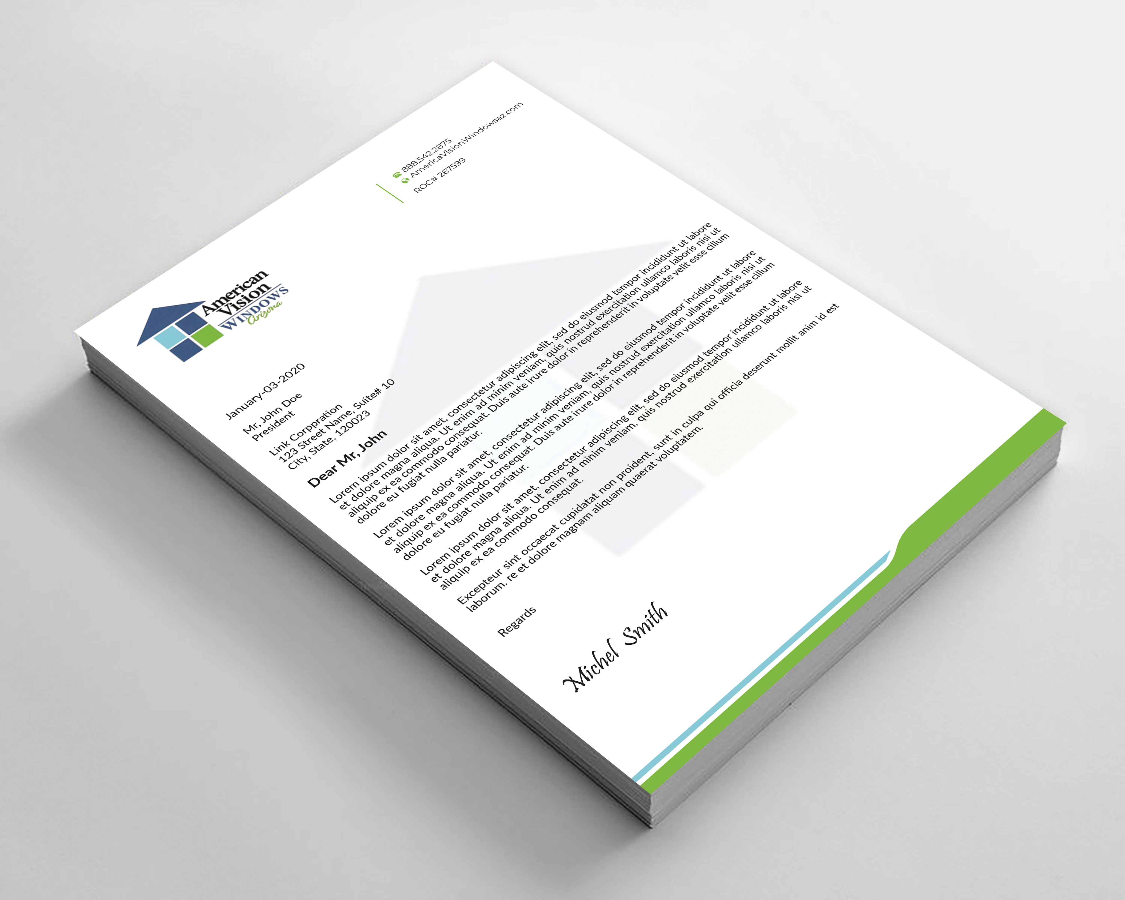 Letterhead Design by Expert Bappy for American Vision Windows Arizona | Design #34050825