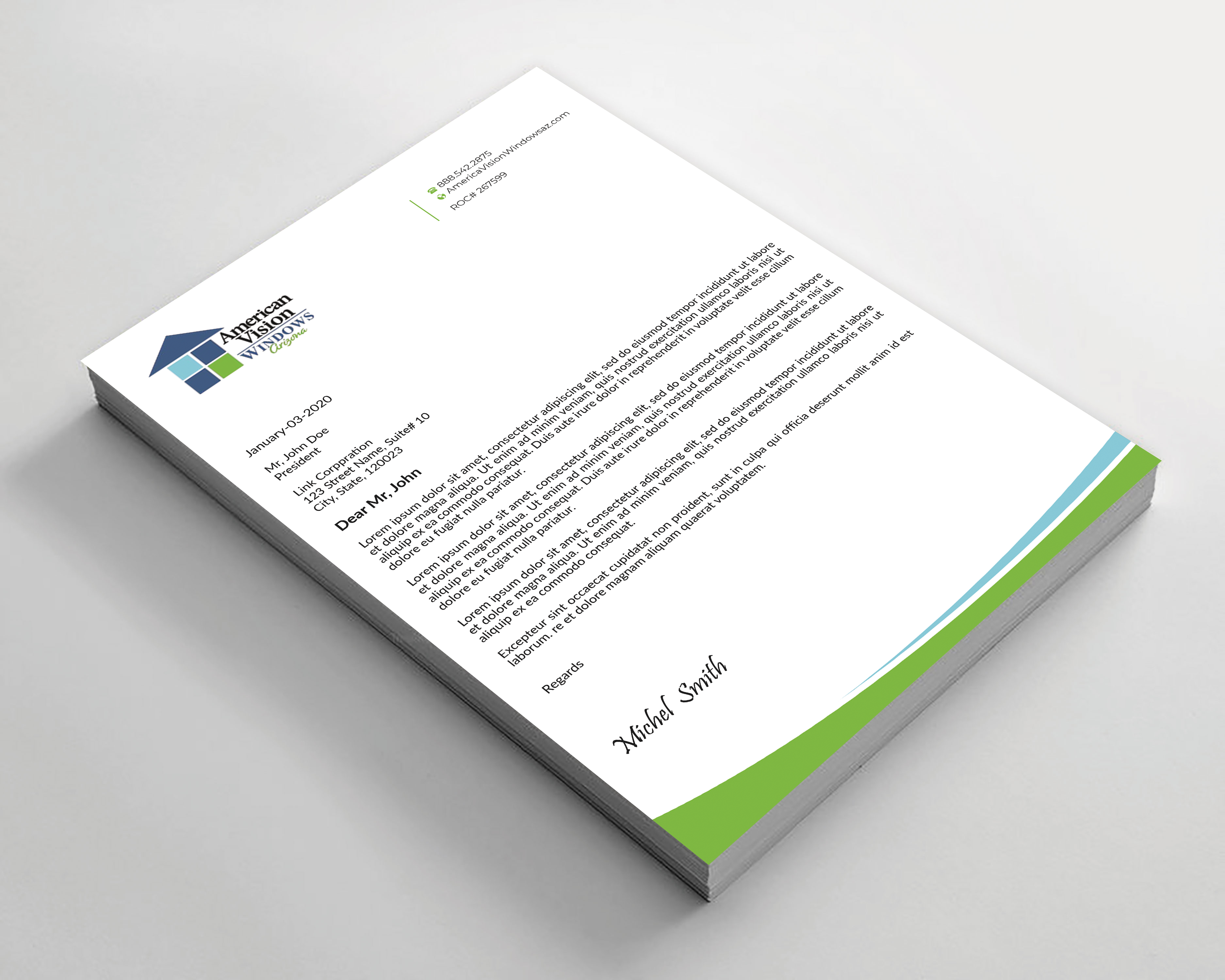 Diseño de Membrete por Expert Bappy para American Vision Windows Arizona | Diseño #34050827