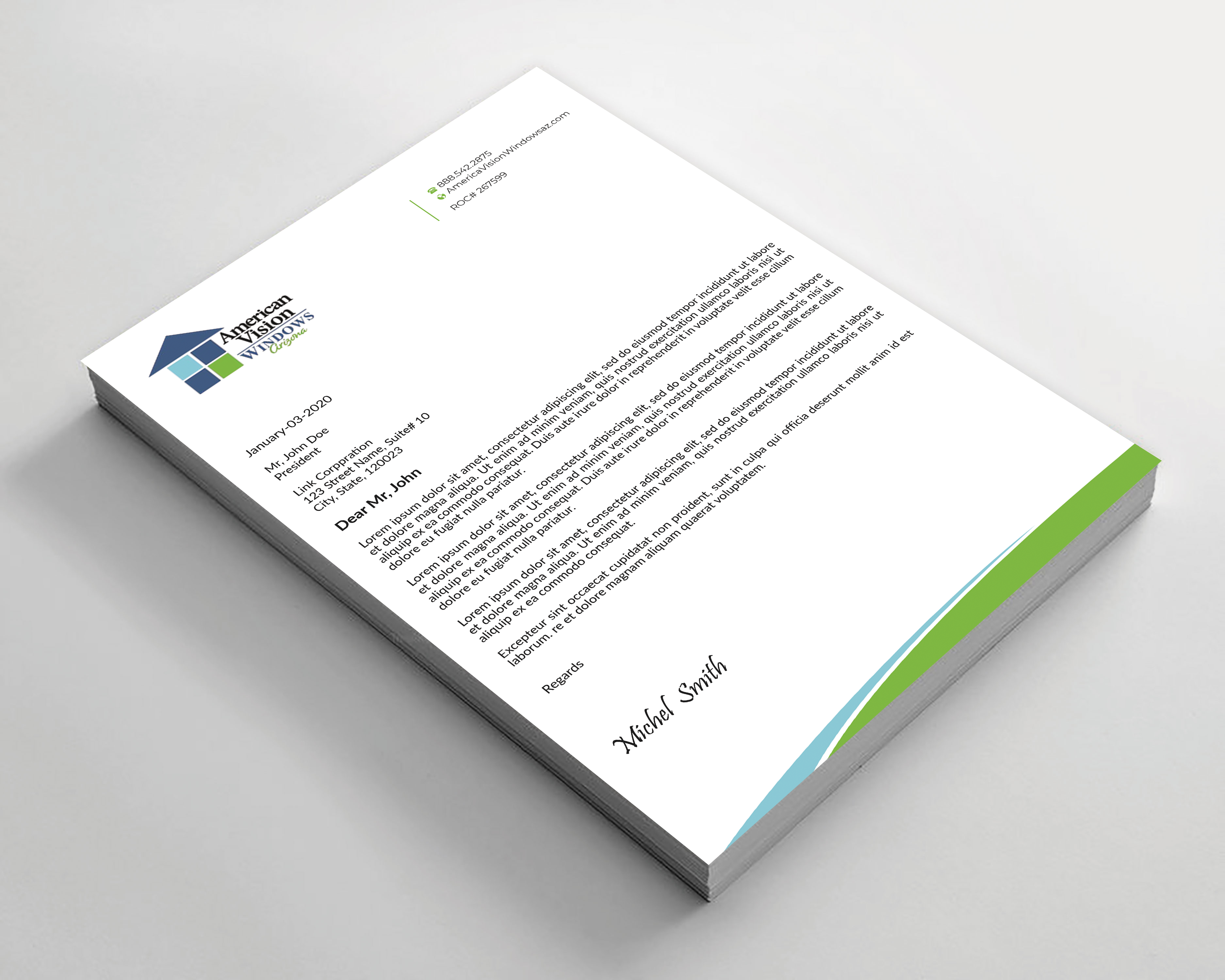 Letterhead Design by Expert Bappy for American Vision Windows Arizona | Design #34050861