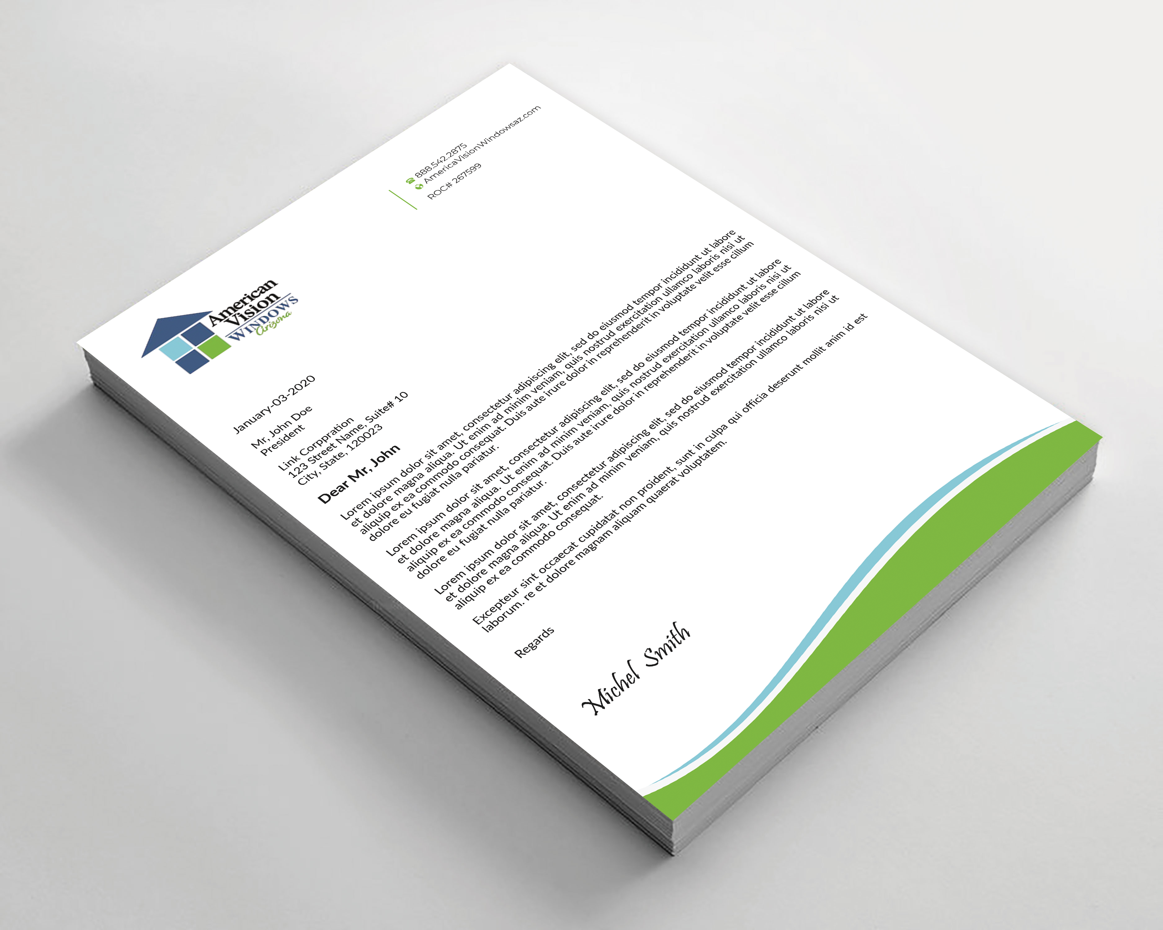 Letterhead Design by Expert Bappy for American Vision Windows Arizona | Design #34050863