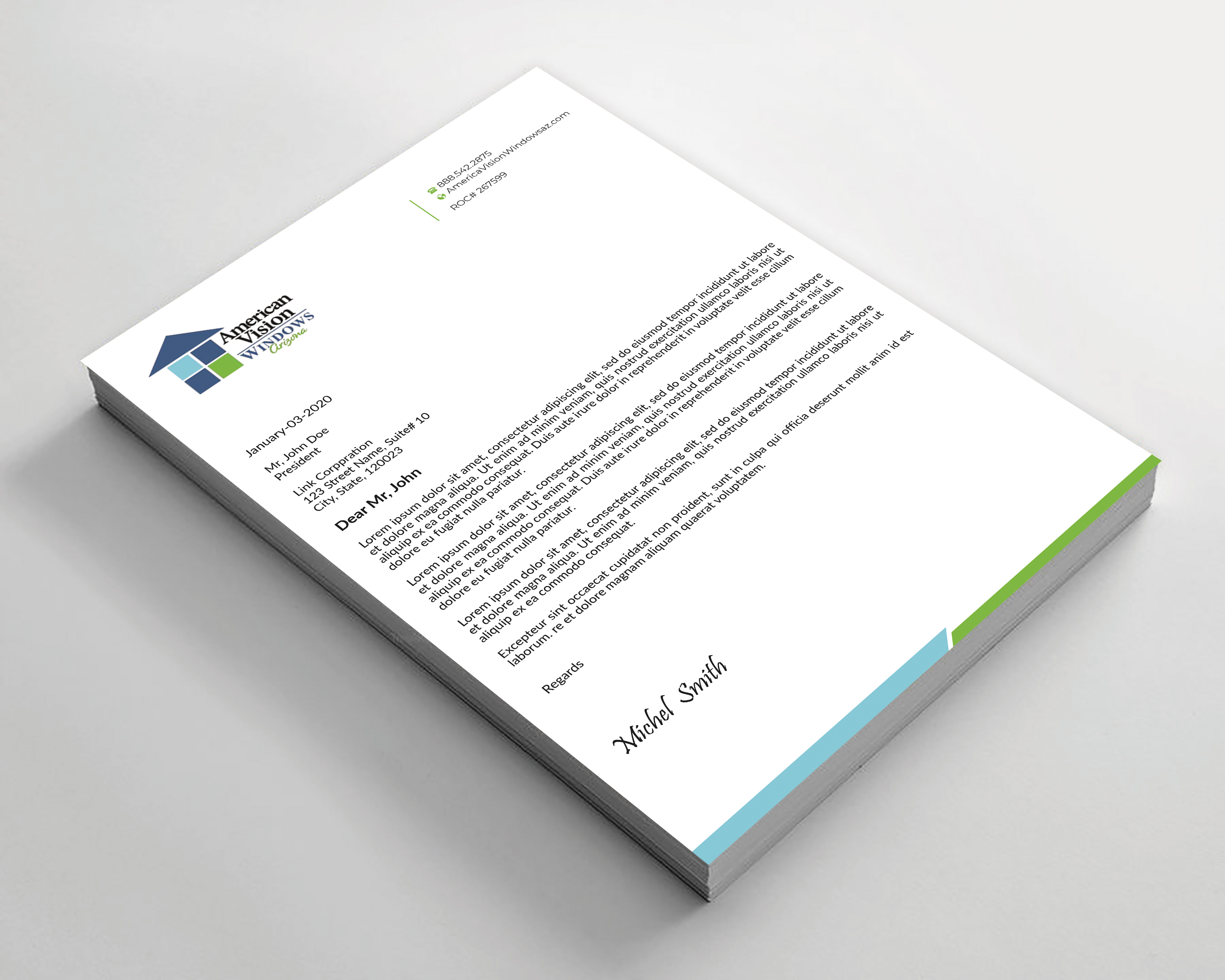Letterhead Design by Expert Bappy for American Vision Windows Arizona | Design #34050864