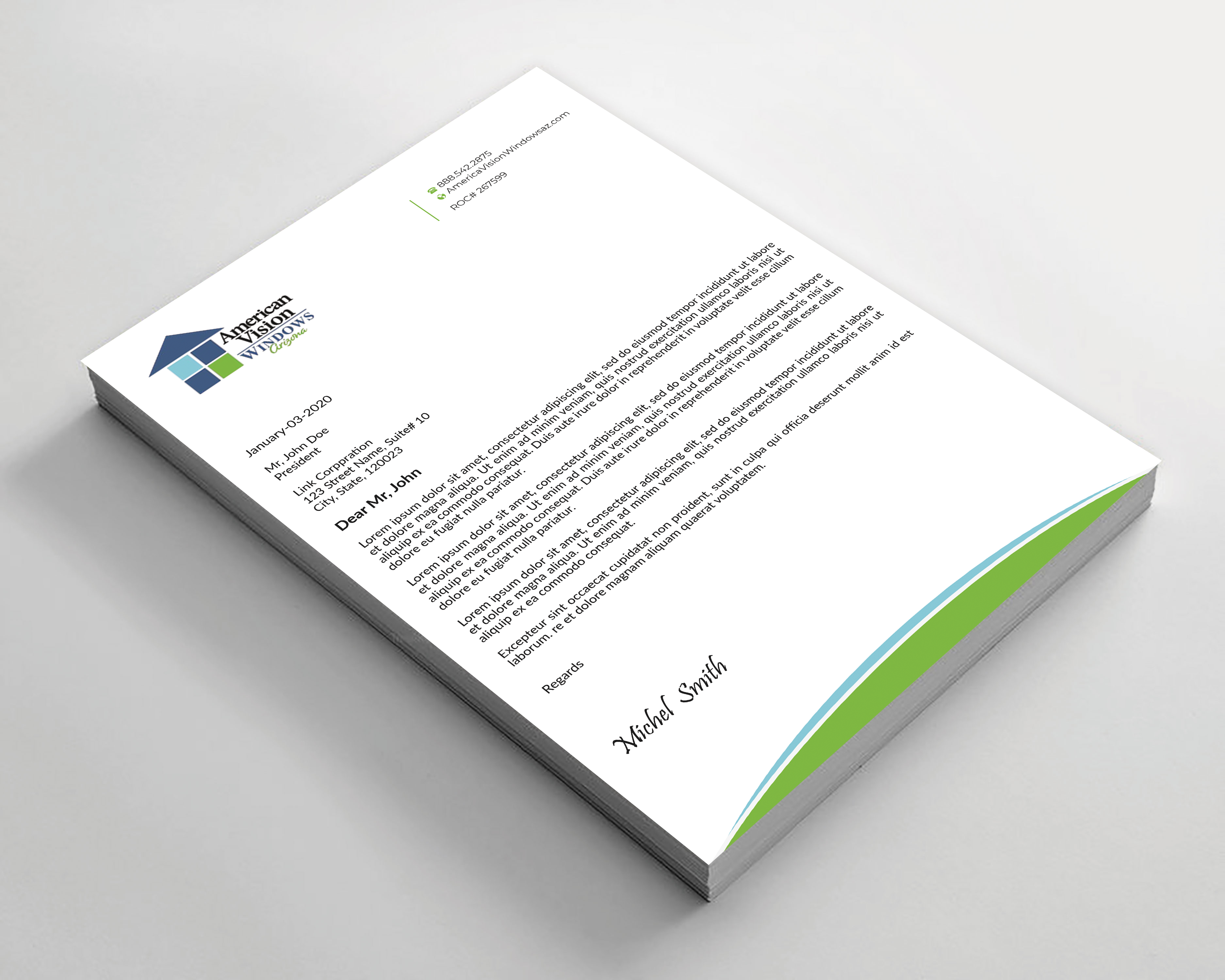 Letterhead Design by Expert Bappy for American Vision Windows Arizona | Design #34050865