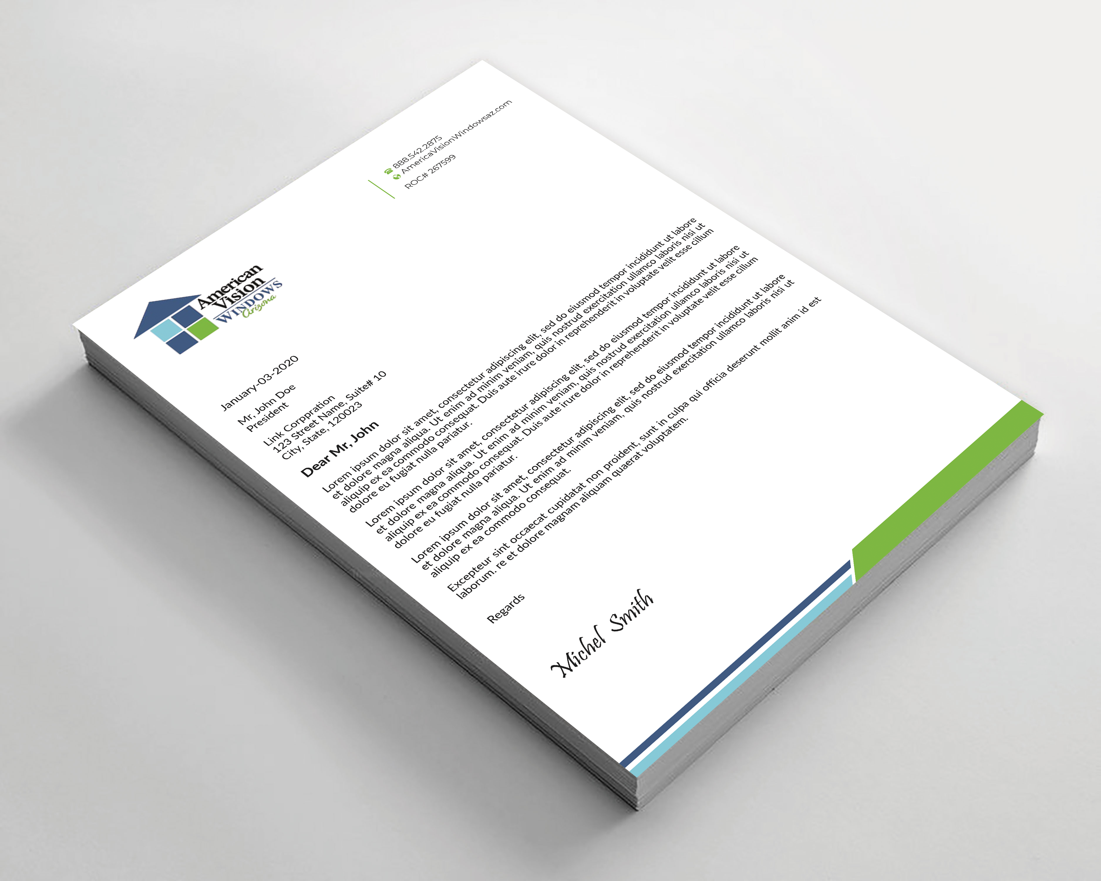 Letterhead Design by Expert Bappy for American Vision Windows Arizona | Design #34050883
