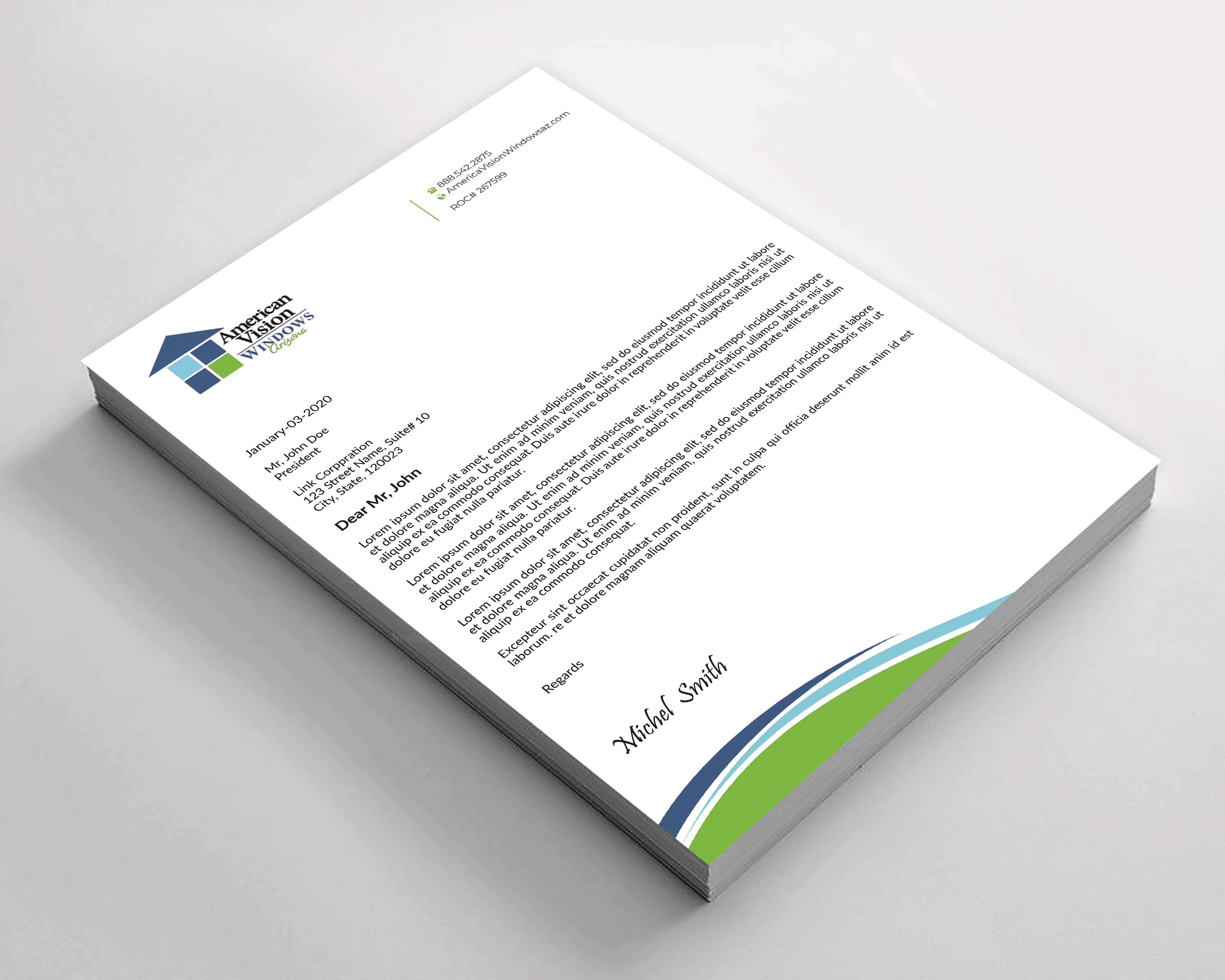 Letterhead Design by Expert Bappy for American Vision Windows Arizona | Design #34050884