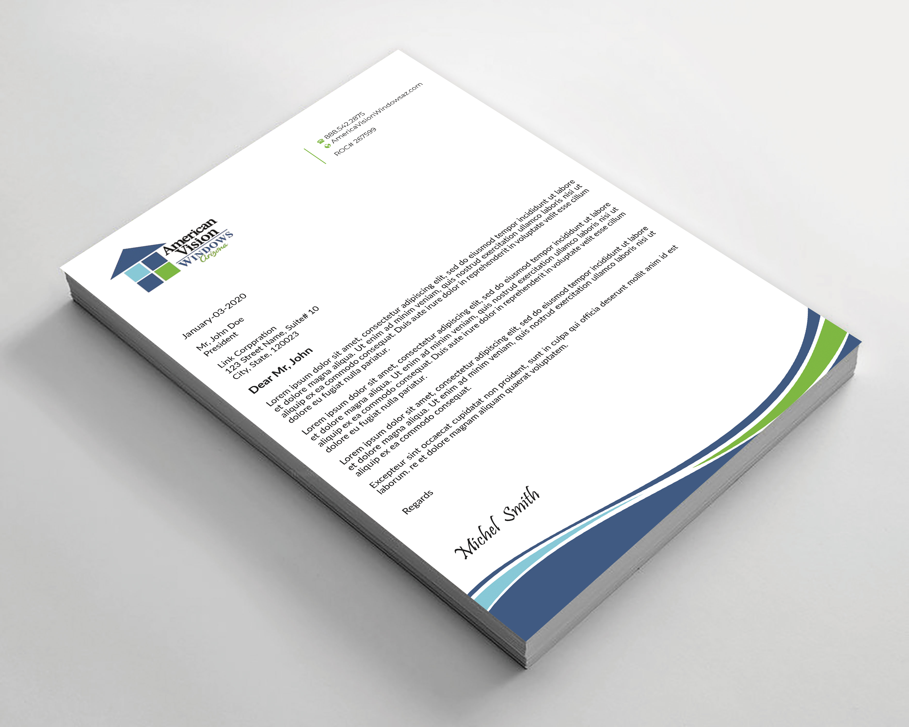 Letterhead Design by Expert Bappy for American Vision Windows Arizona | Design #34051495