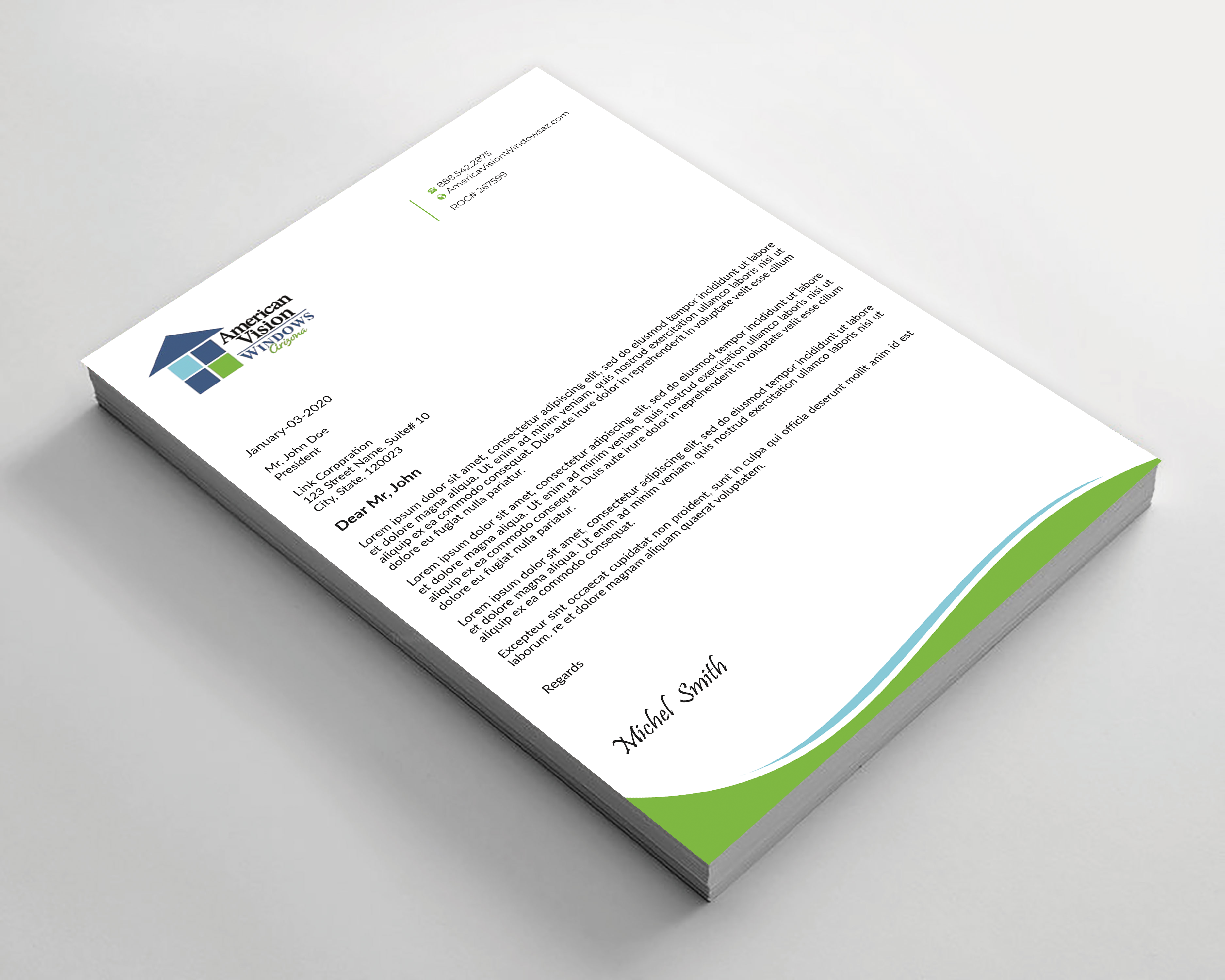 Letterhead Design by Expert Bappy for American Vision Windows Arizona | Design #34051496