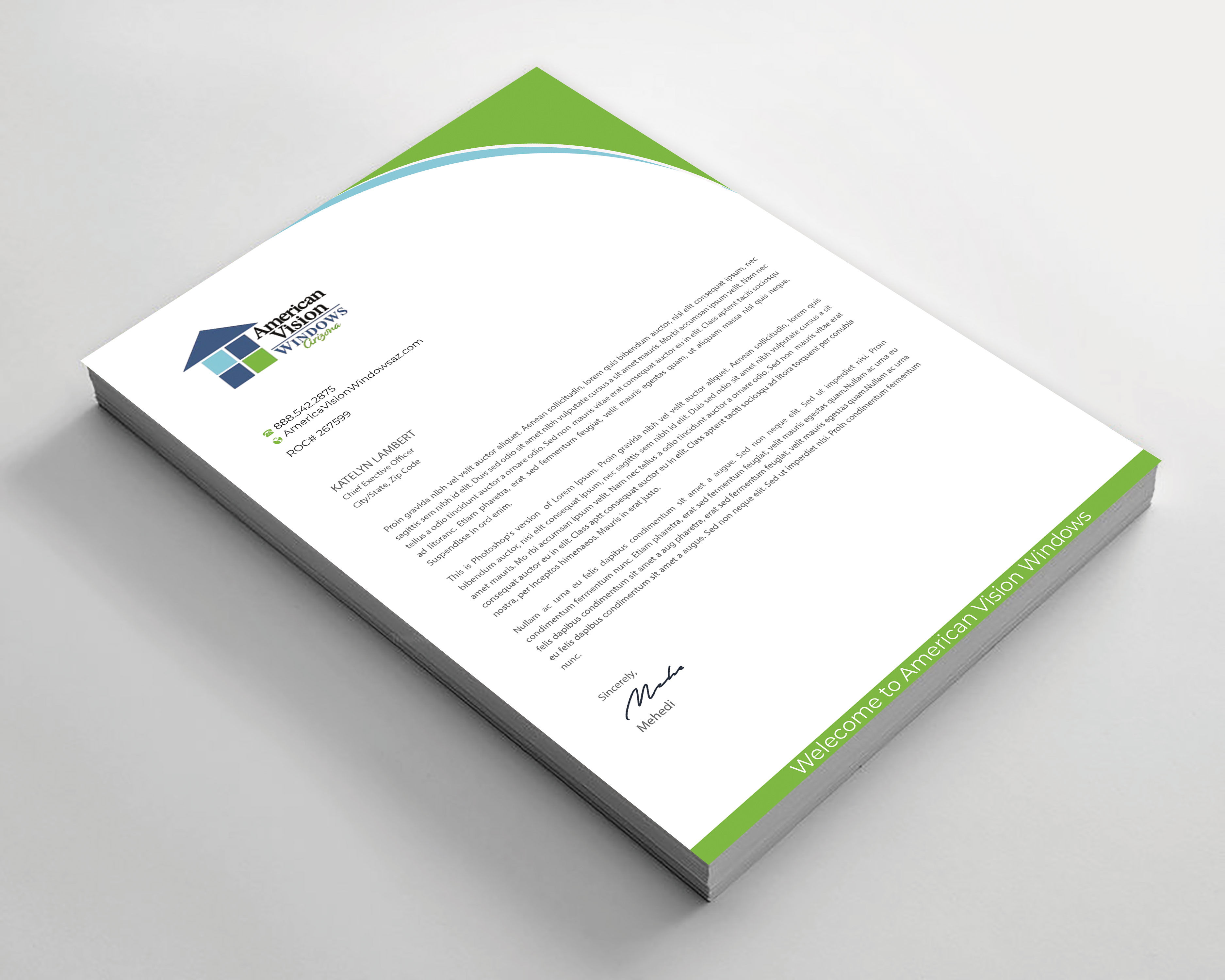 Letterhead Design by Expert Bappy for American Vision Windows Arizona | Design #34051527