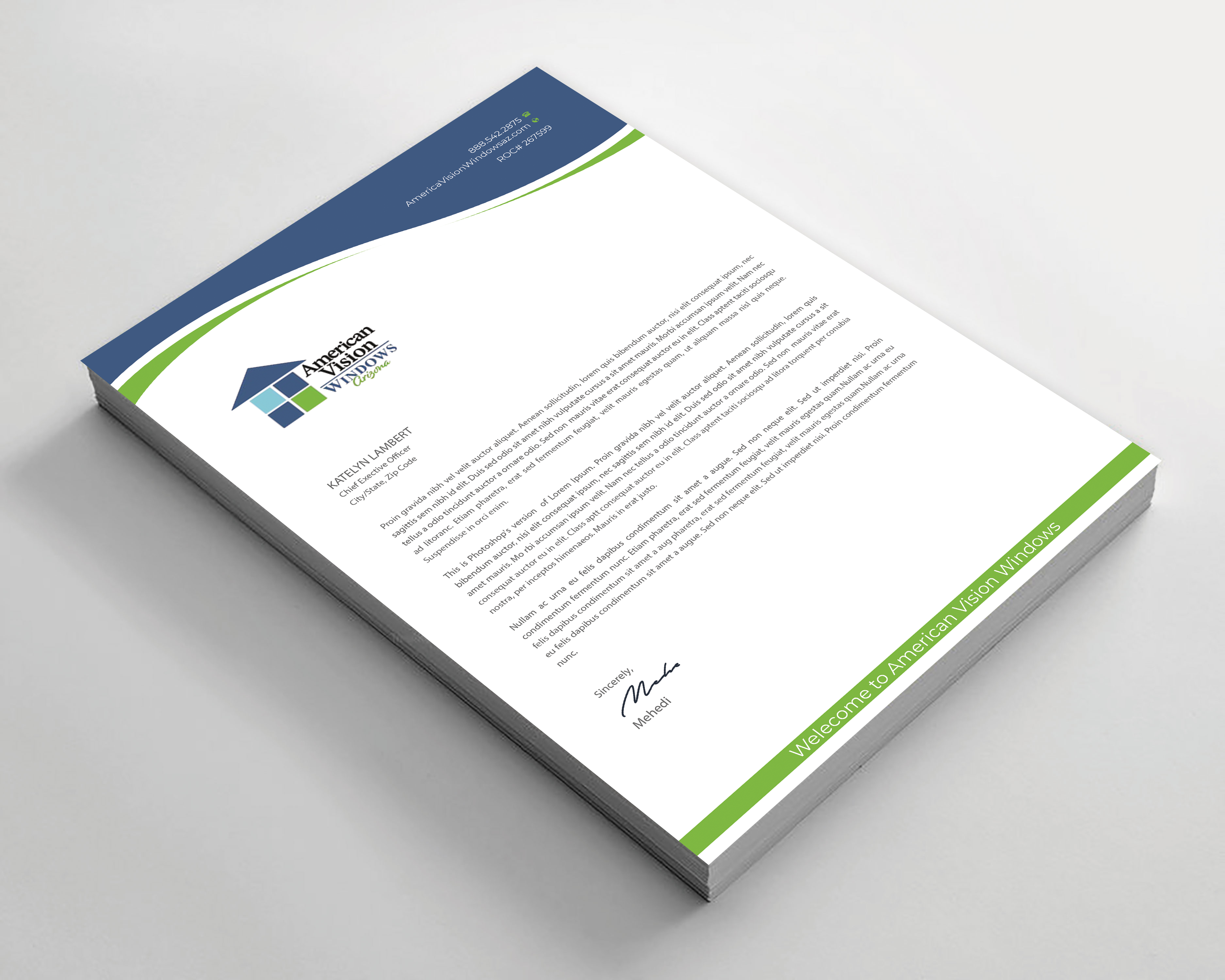 Letterhead Design by Expert Bappy for American Vision Windows Arizona | Design #34051573