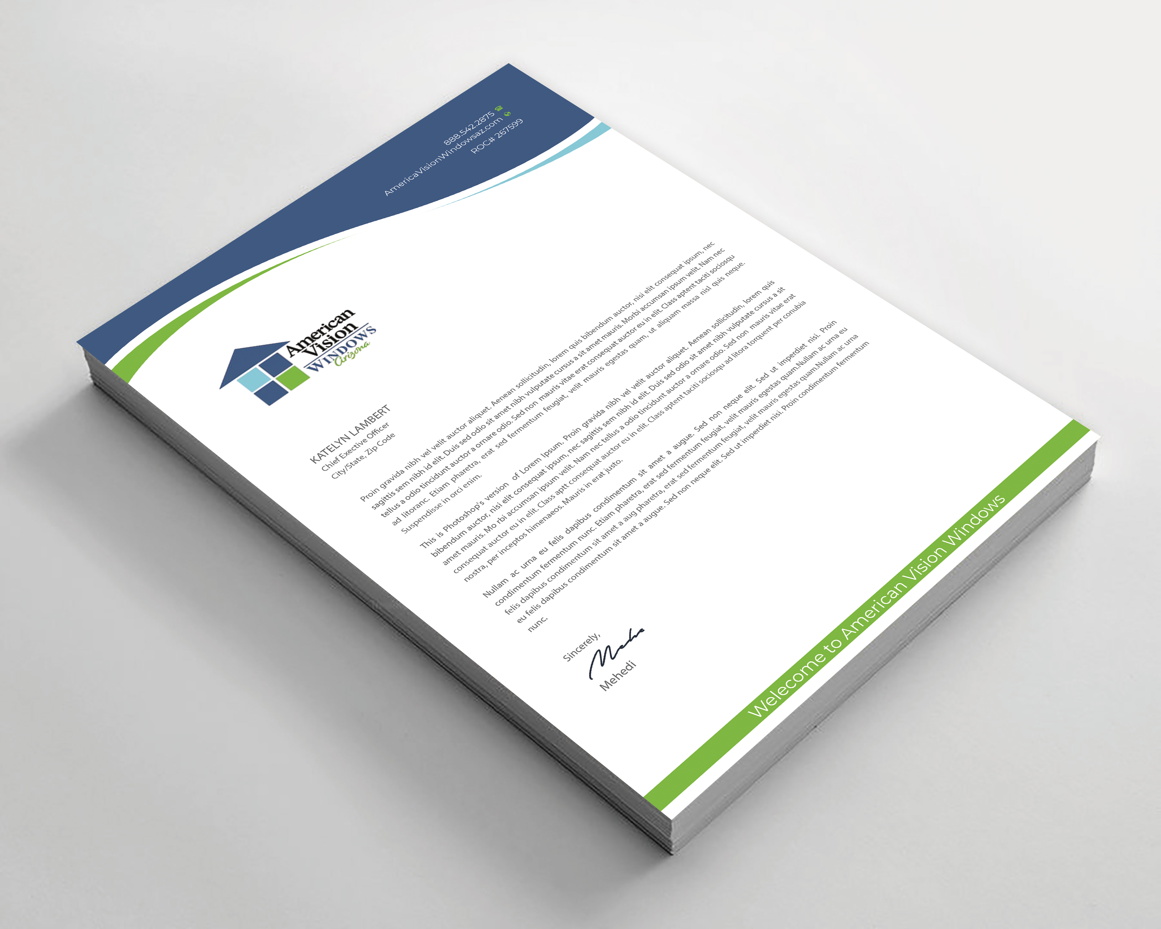 Letterhead Design by Expert Bappy for American Vision Windows Arizona | Design #34051574