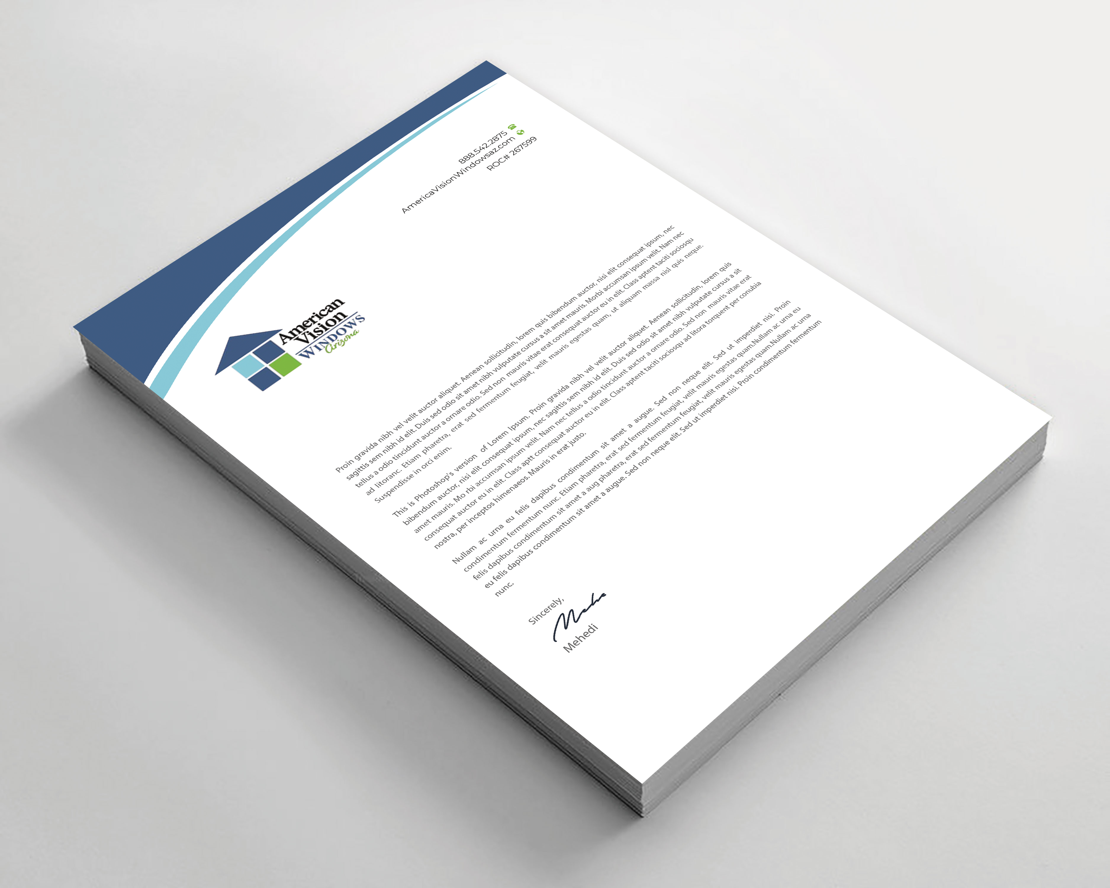 Letterhead Design by Expert Bappy for American Vision Windows Arizona | Design #34051606