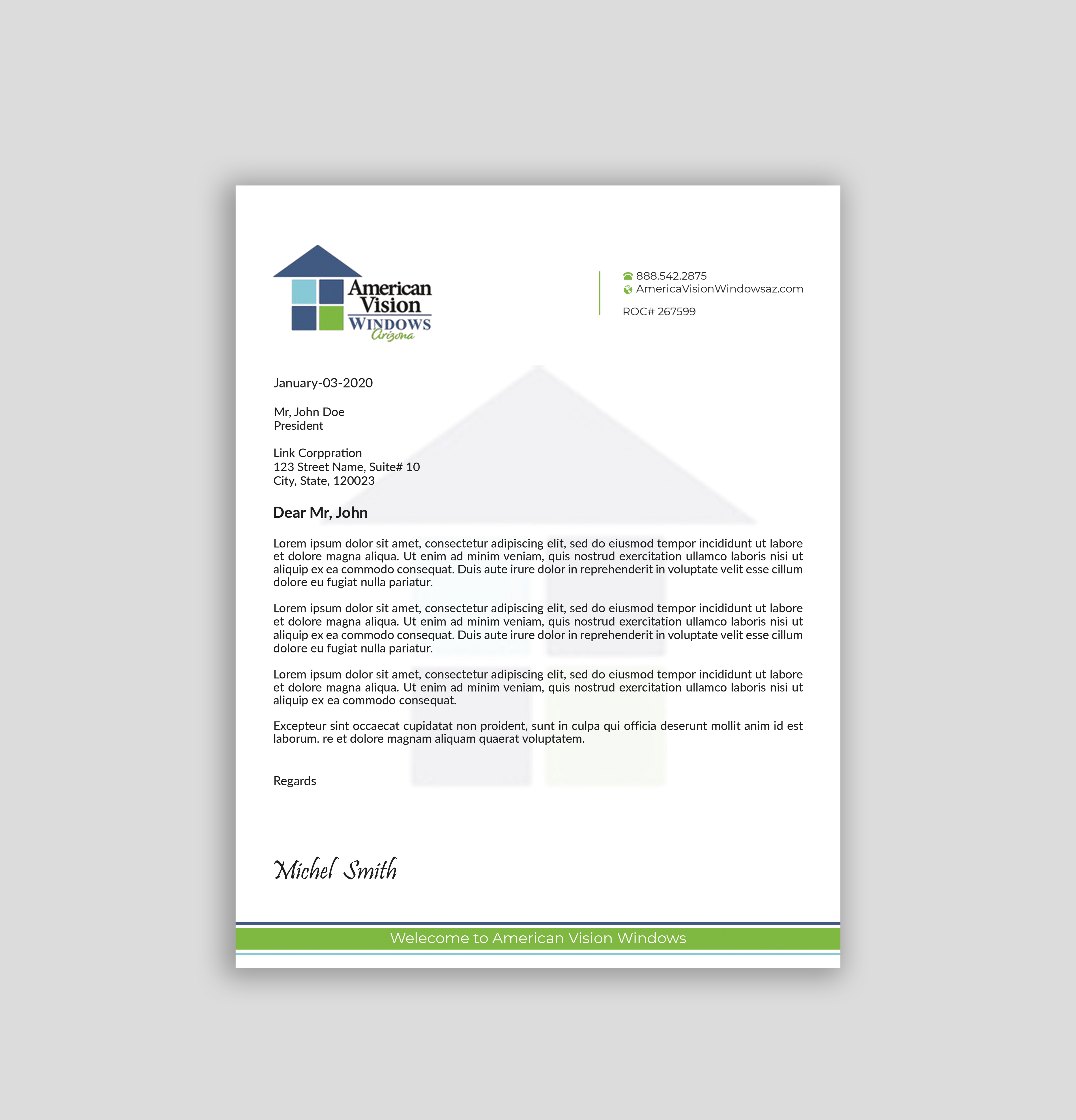 Letterhead Design by Expert Bappy for American Vision Windows Arizona | Design #34051675
