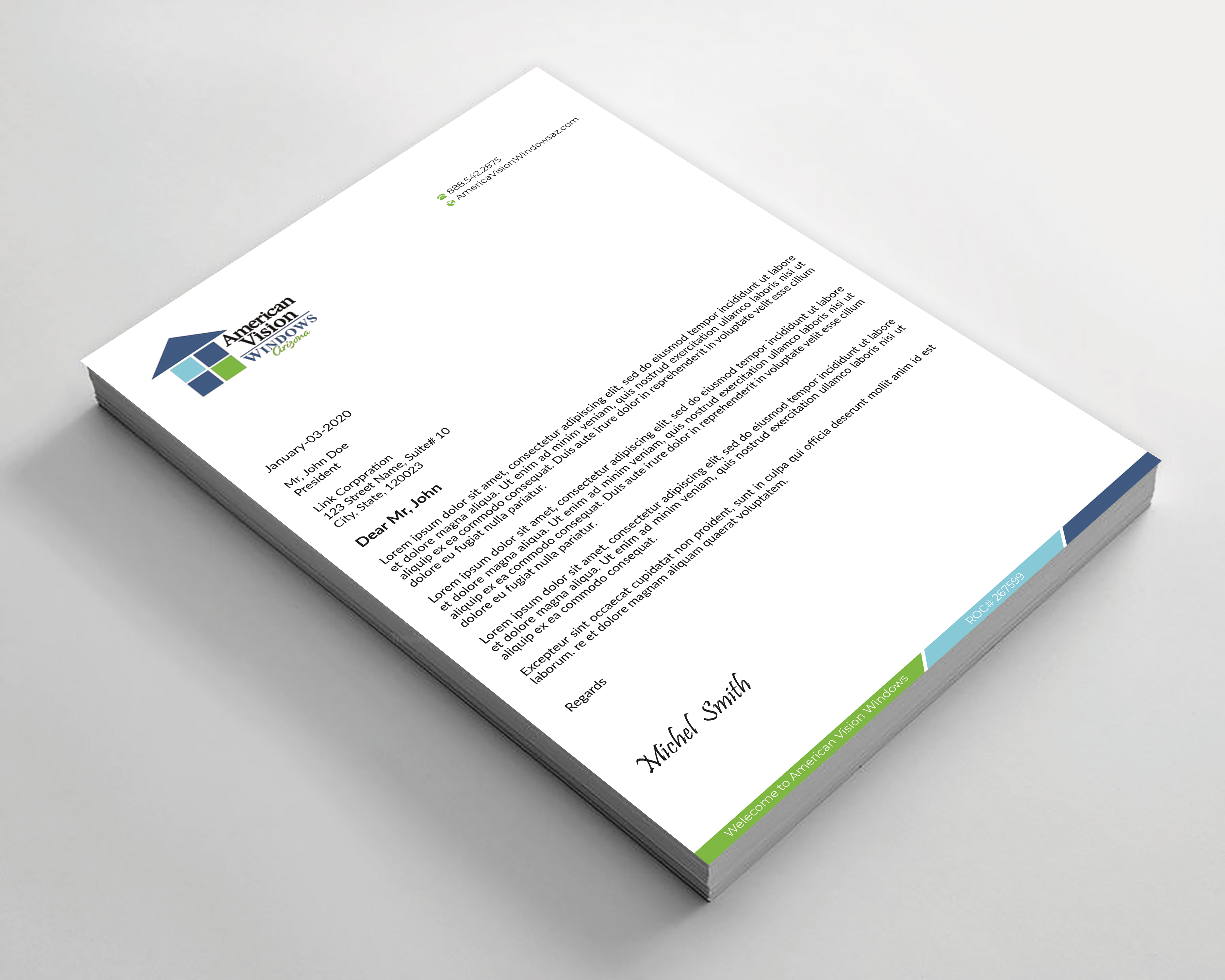 Letterhead Design by Expert Bappy for American Vision Windows Arizona | Design #34051772