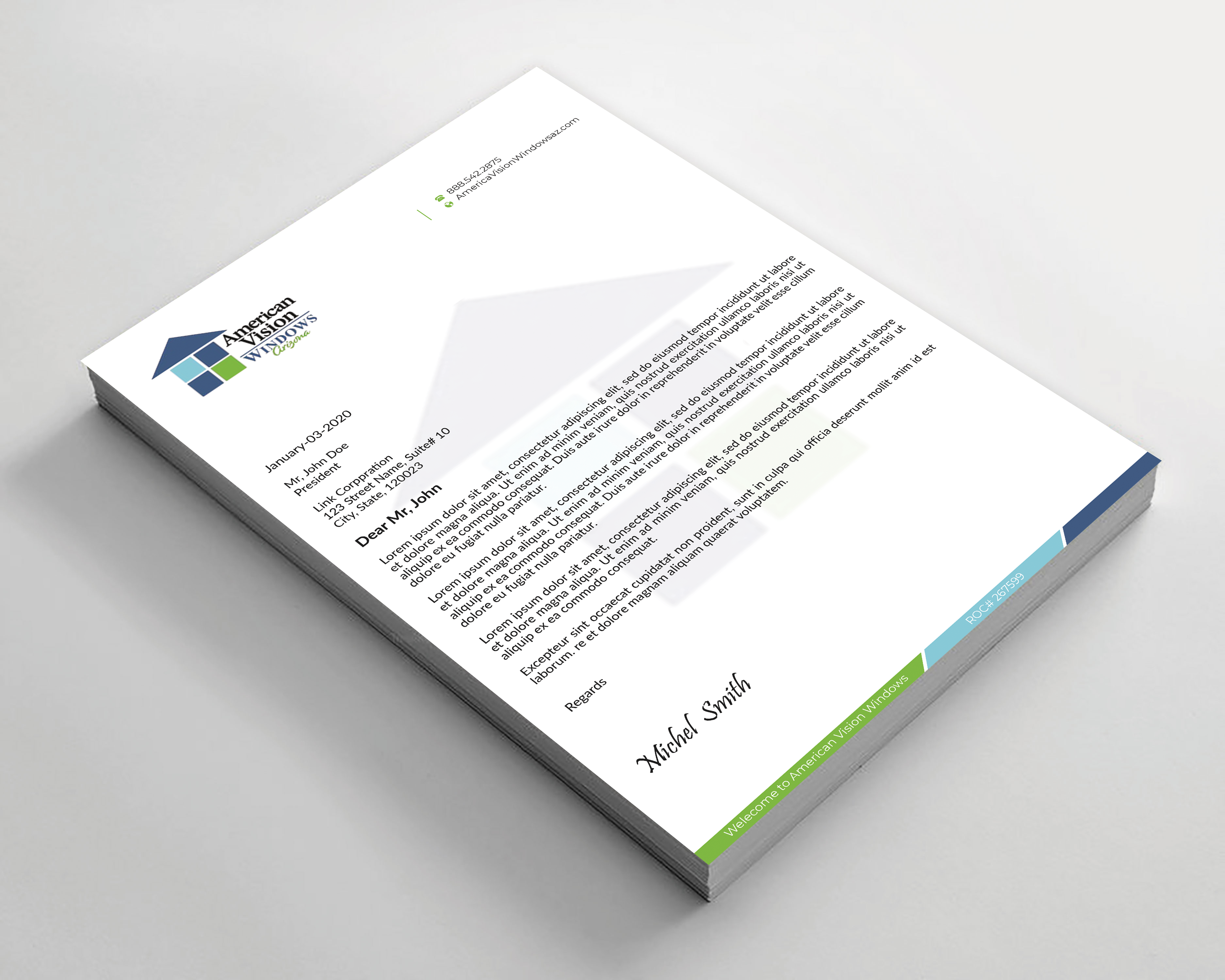 Letterhead Design by Expert Bappy for American Vision Windows Arizona | Design #34051773