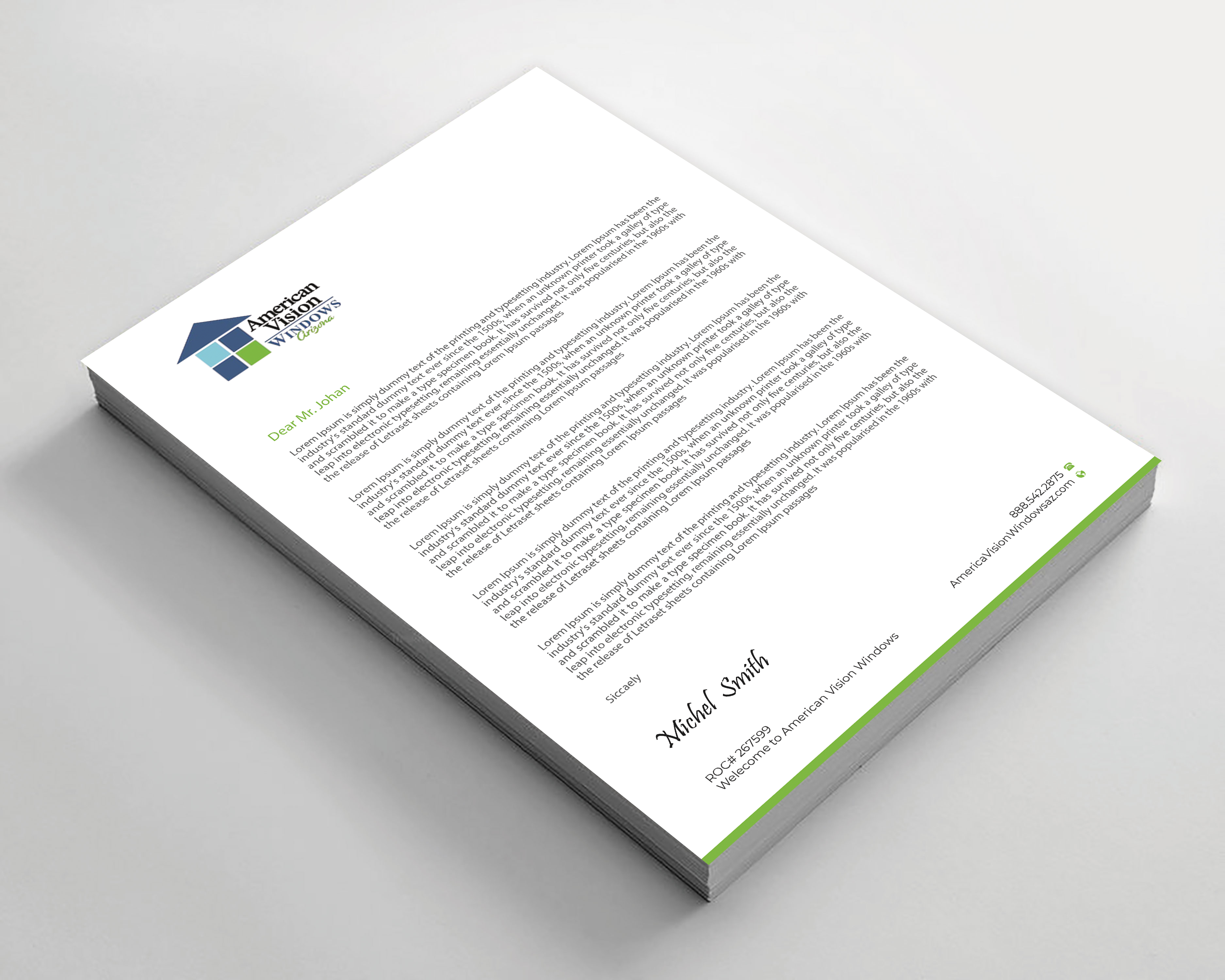 Diseño de Membrete por Expert Bappy para American Vision Windows Arizona | Diseño #34051884