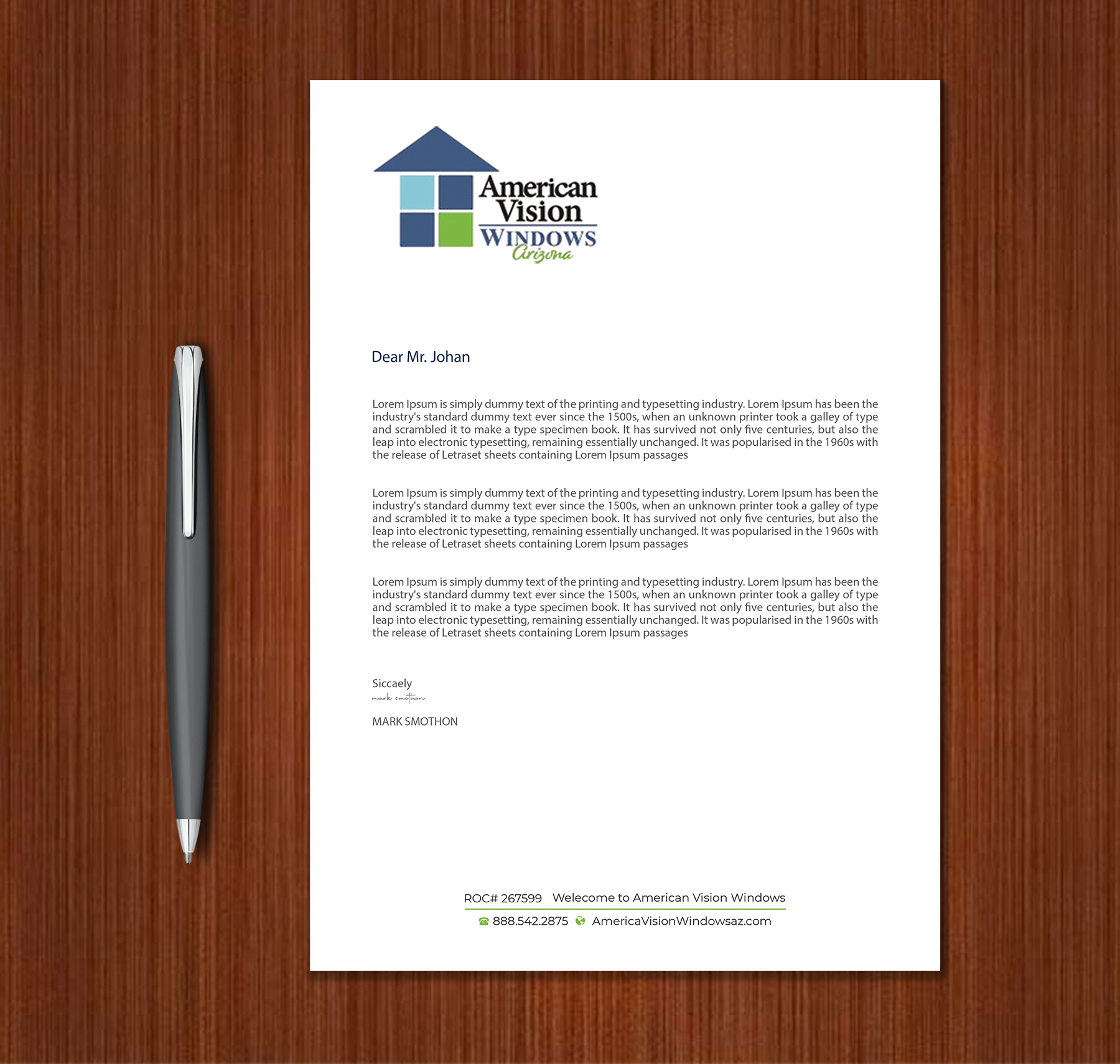 Diseño de Membrete por Expert Bappy para American Vision Windows Arizona | Diseño #34051995