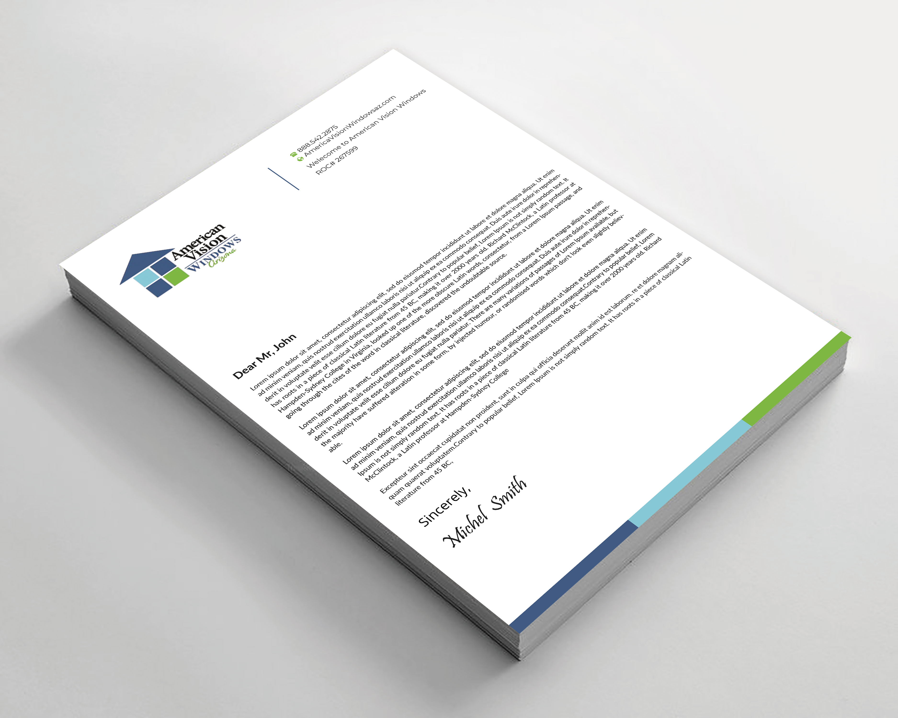 Diseño de Membrete por Expert Bappy para American Vision Windows Arizona | Diseño #34052058