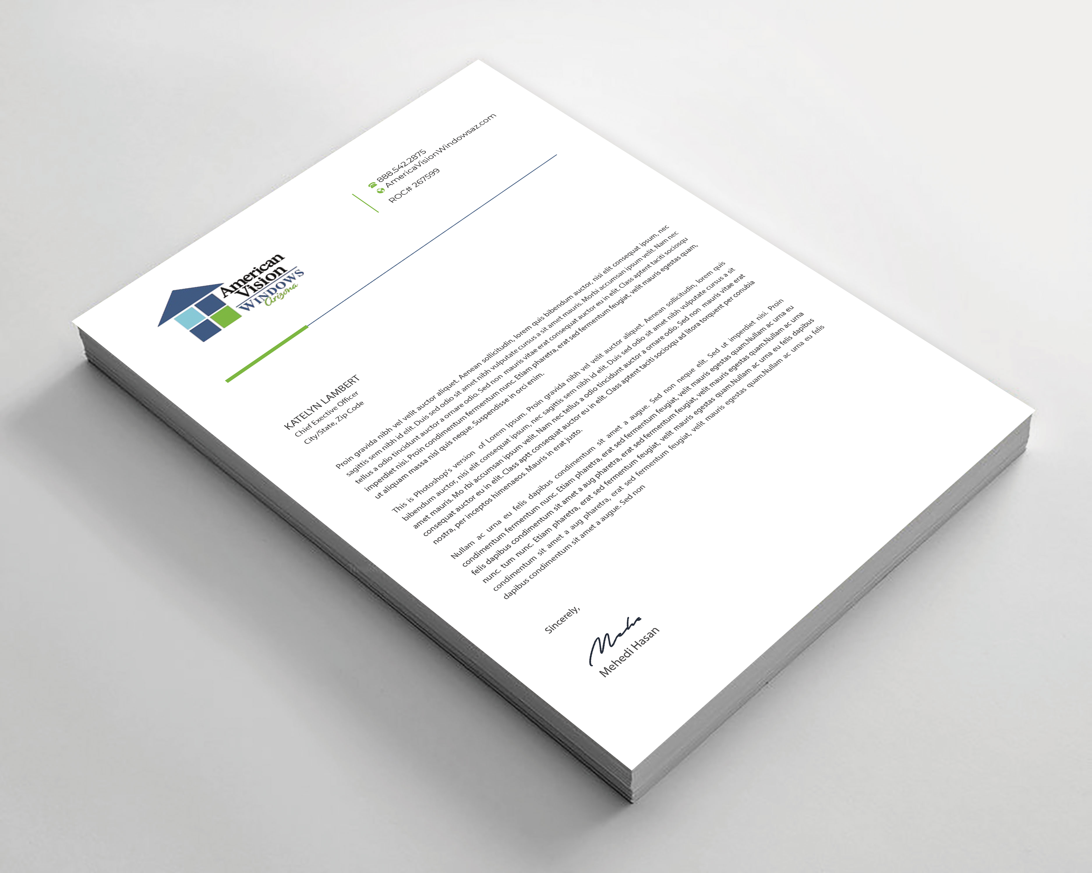 Diseño de Membrete por Expert Bappy para American Vision Windows Arizona | Diseño #34055444