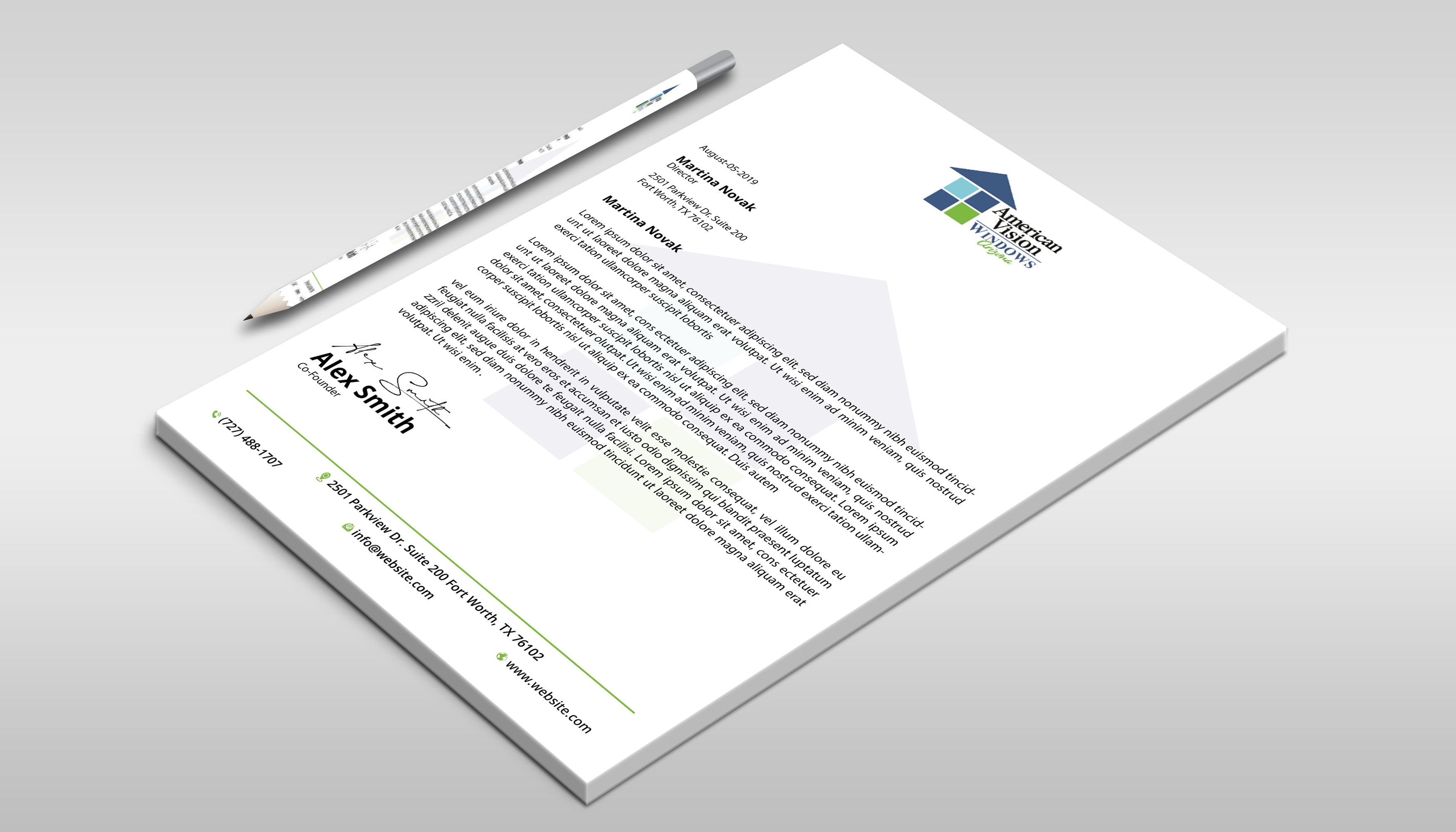 Diseño de Membrete por DesignerShahadat para American Vision Windows Arizona | Diseño #34052069