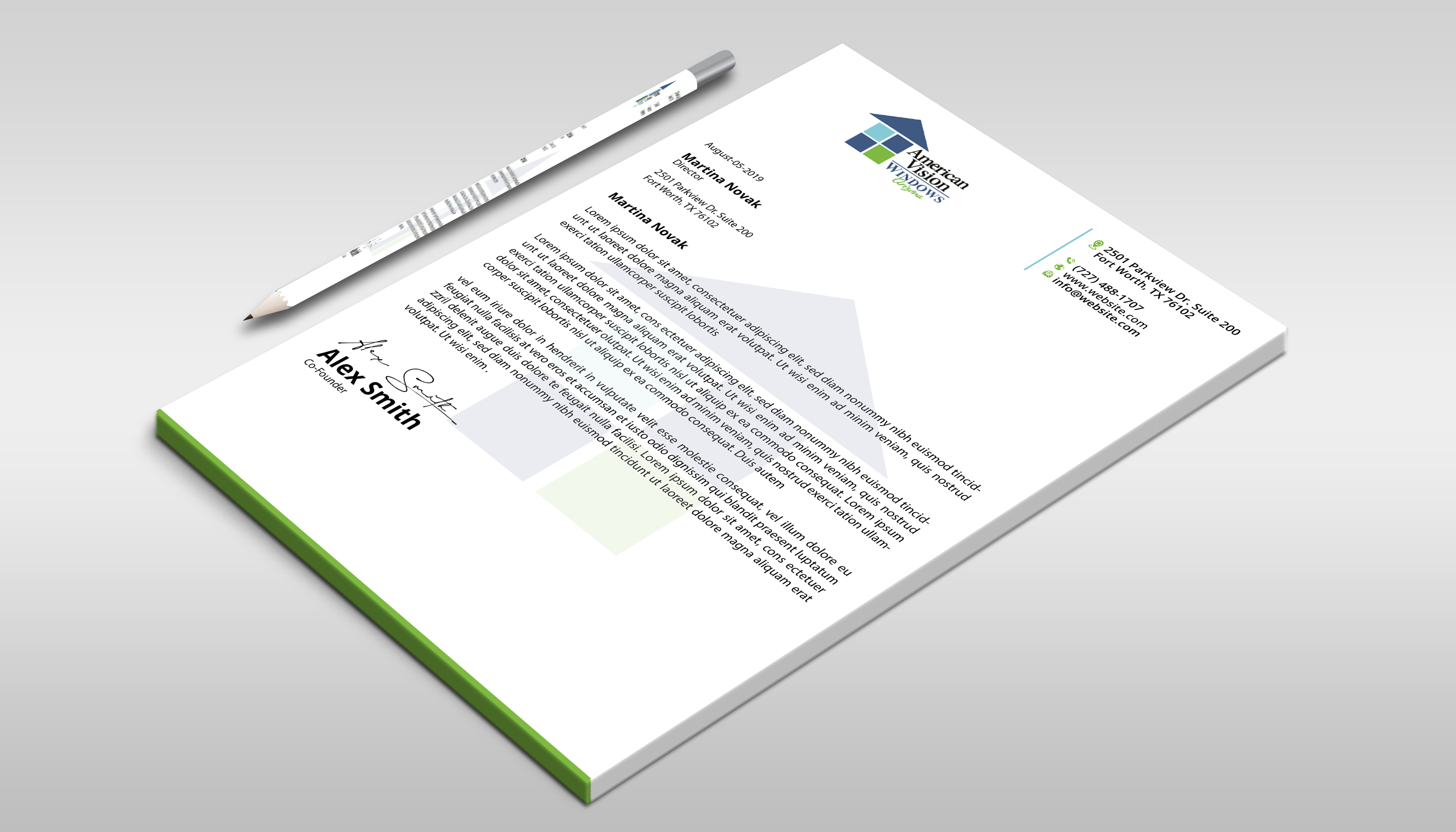 Diseño de Membrete por DesignerShahadat para American Vision Windows Arizona | Diseño #34052082