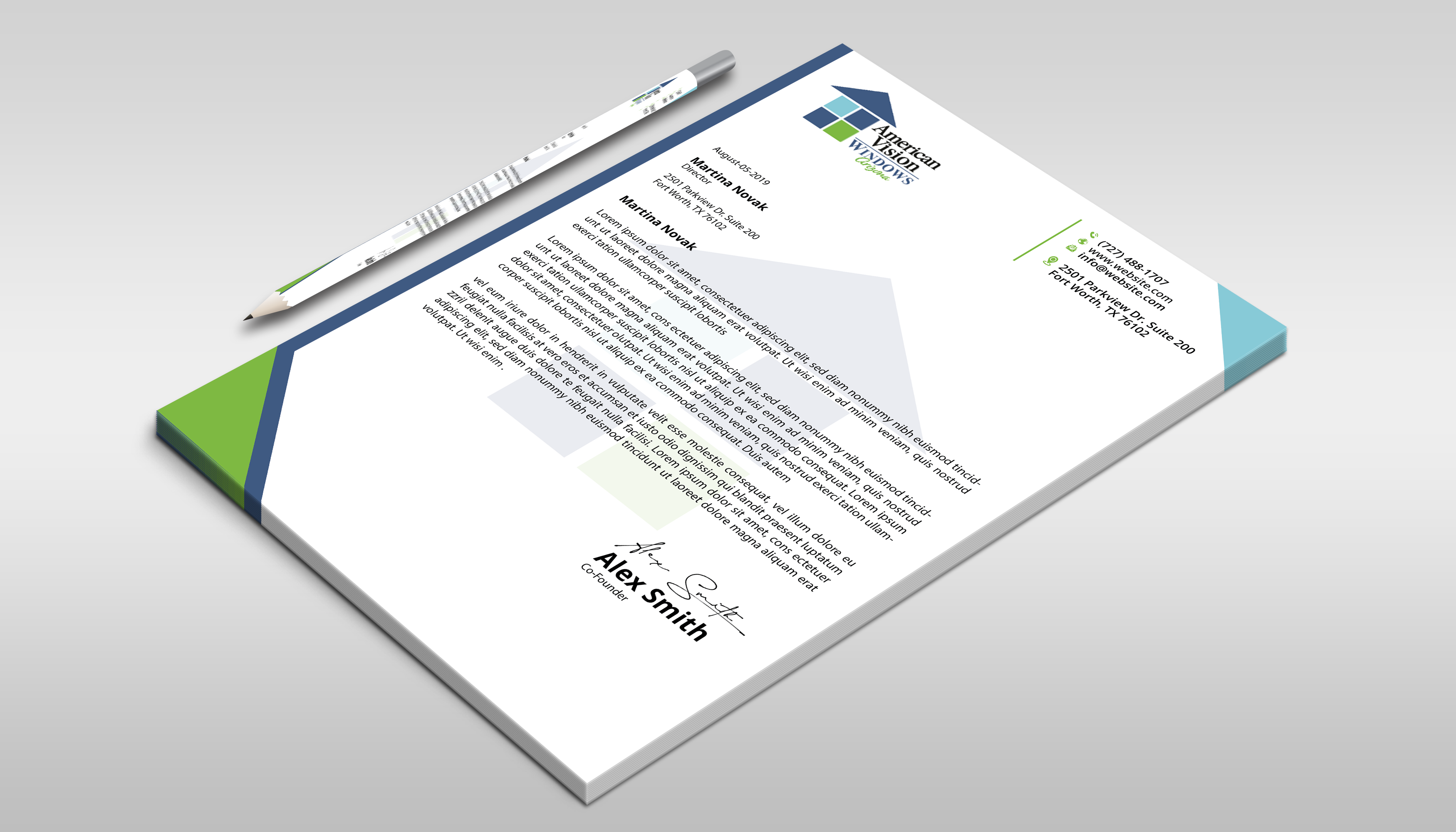 Diseño de Membrete por DesignerShahadat para American Vision Windows Arizona | Diseño #34052214