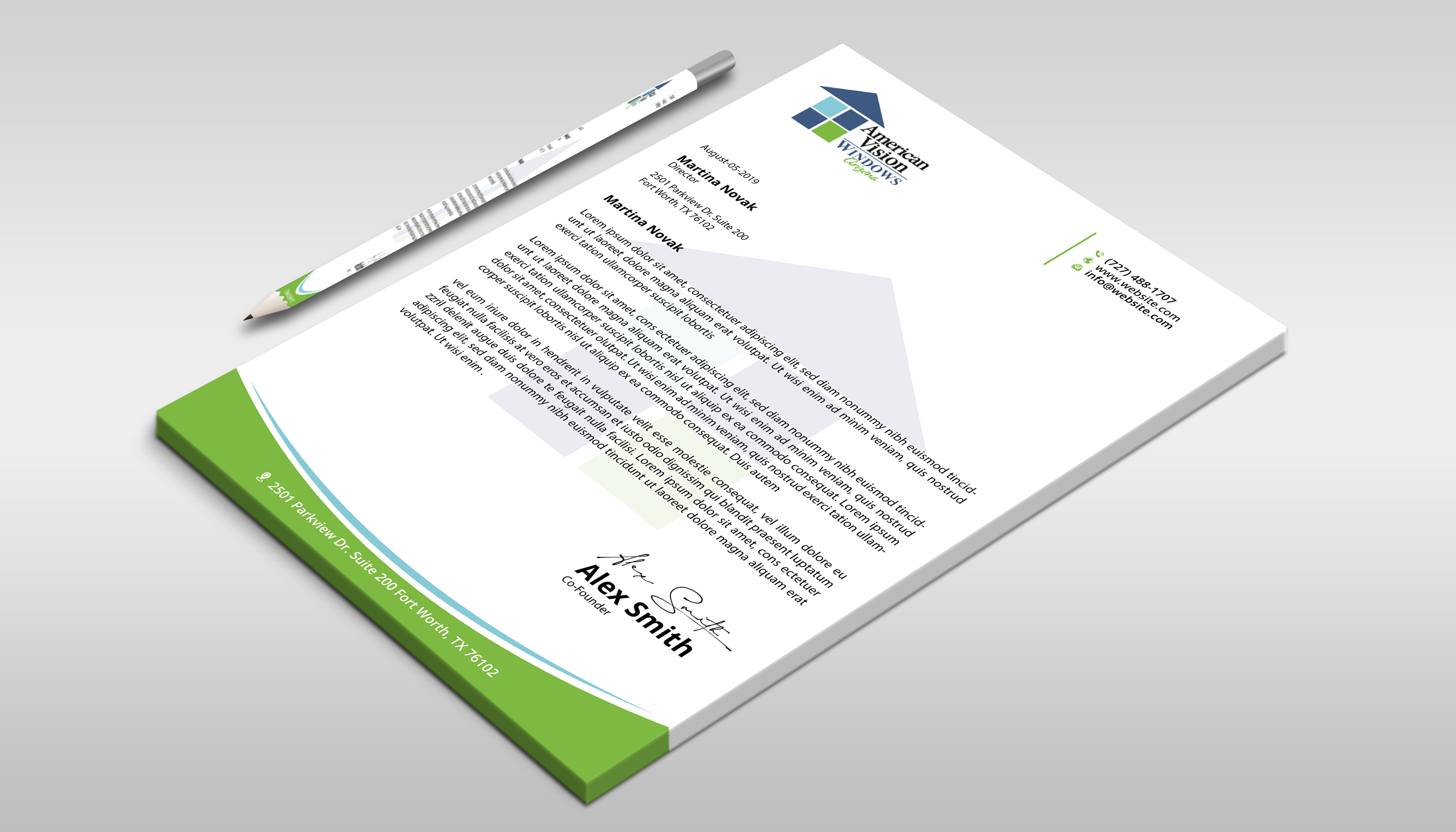 Diseño de Membrete por DesignerShahadat para American Vision Windows Arizona | Diseño #34052332