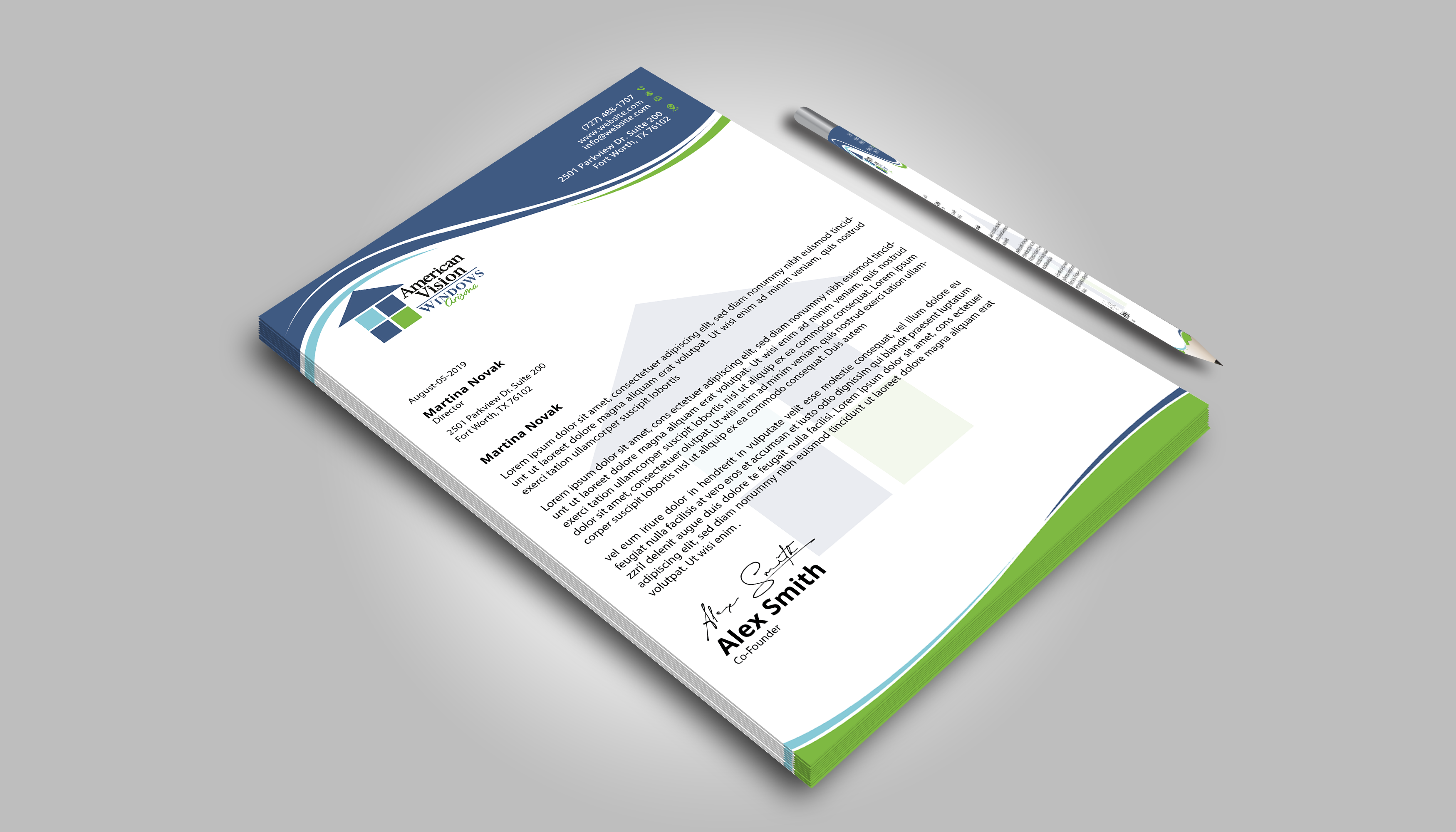 Diseño de Membrete por DesignerShahadat para American Vision Windows Arizona | Diseño #34054677