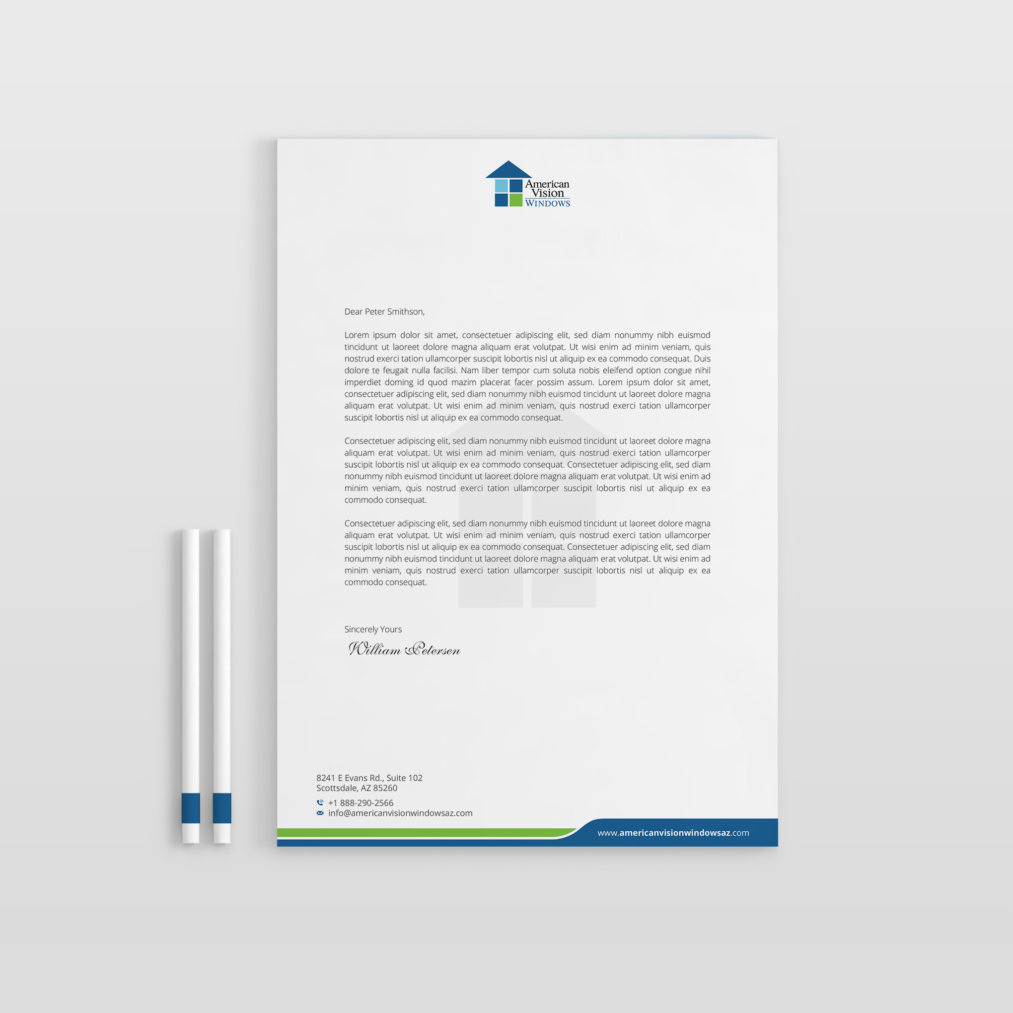Letterhead Design by OxonoArt for American Vision Windows Arizona | Design #34060325