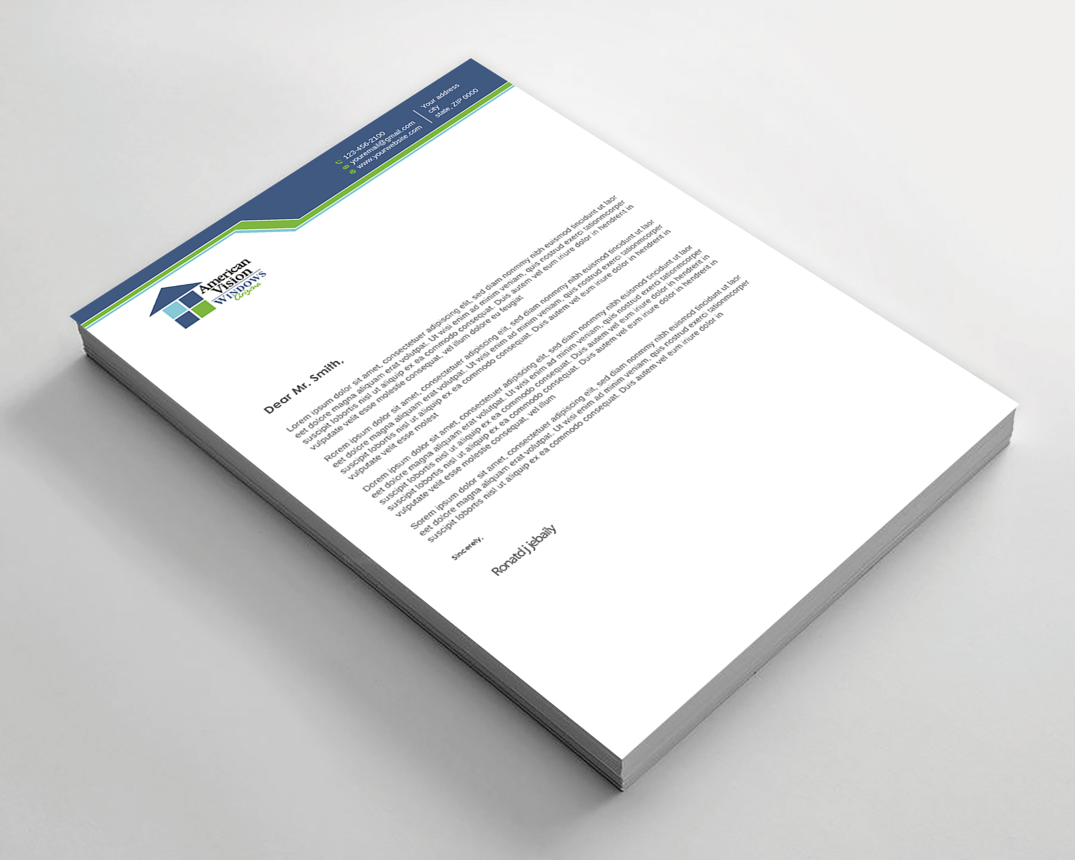Letterhead Design by LAXMI DESIGNHUB for American Vision Windows Arizona | Design #34055355