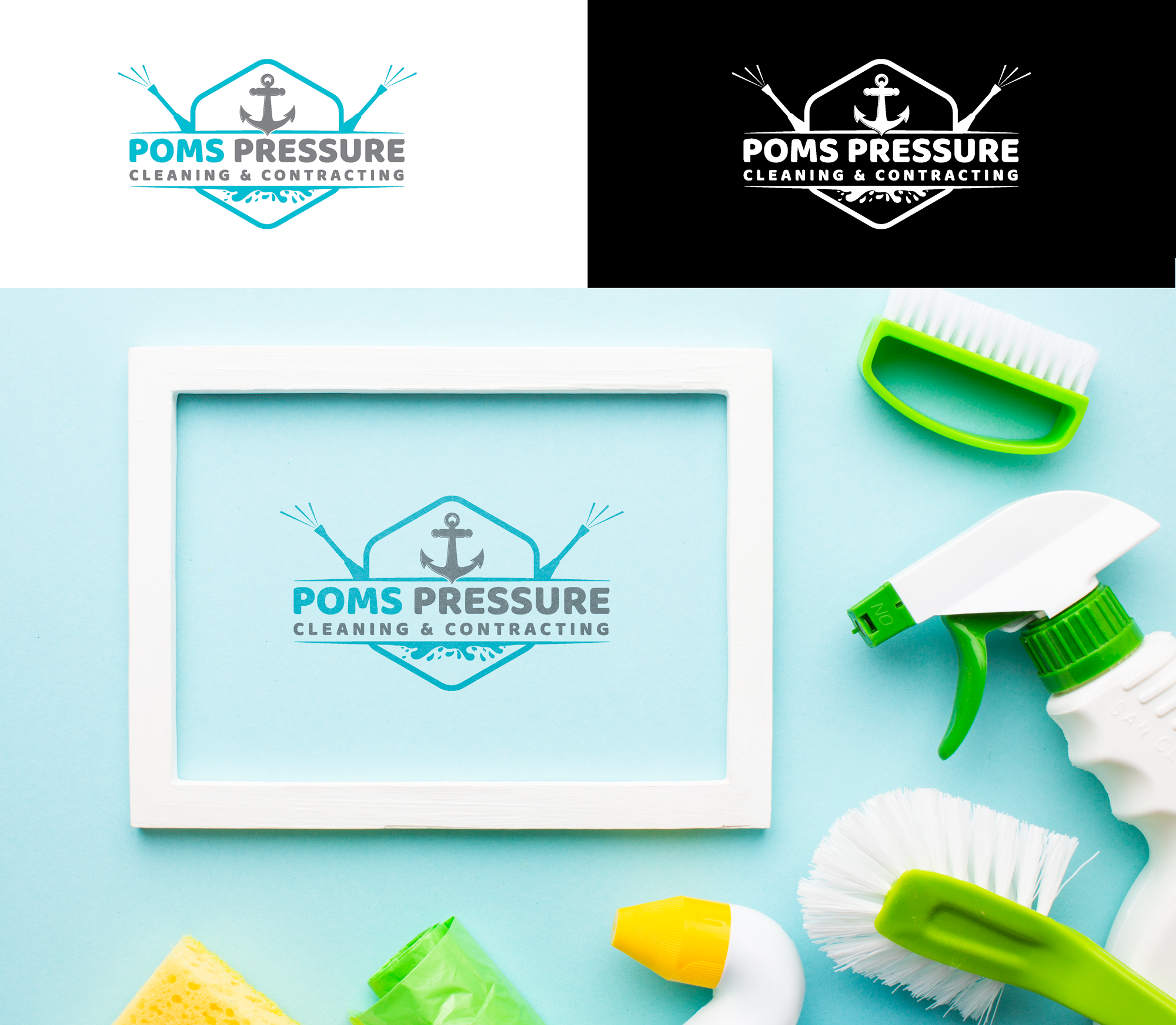 Logo Design by RA-bica for Poms Pressure Cleaning & Contracting | Design #34100799