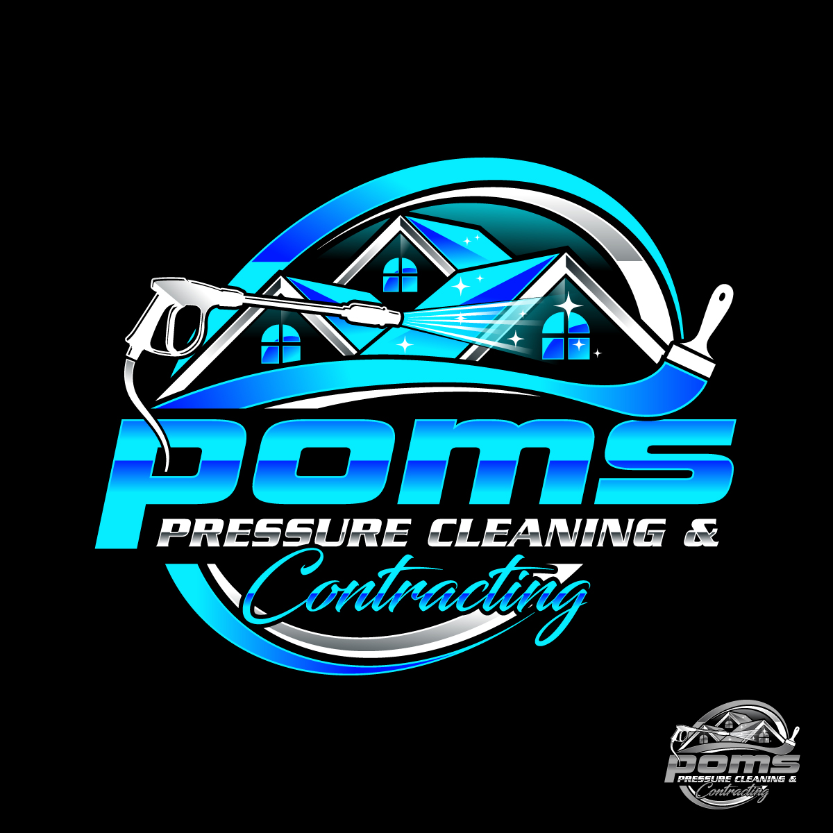 Logo Design by Suvendu.S for Poms Pressure Cleaning & Contracting | Design #34124652