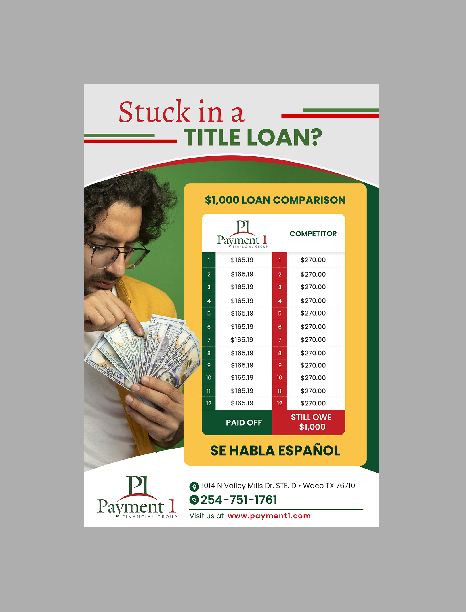 Flyer Design by Creations Box 2015 for Payment 1 Financial | Design #34132870