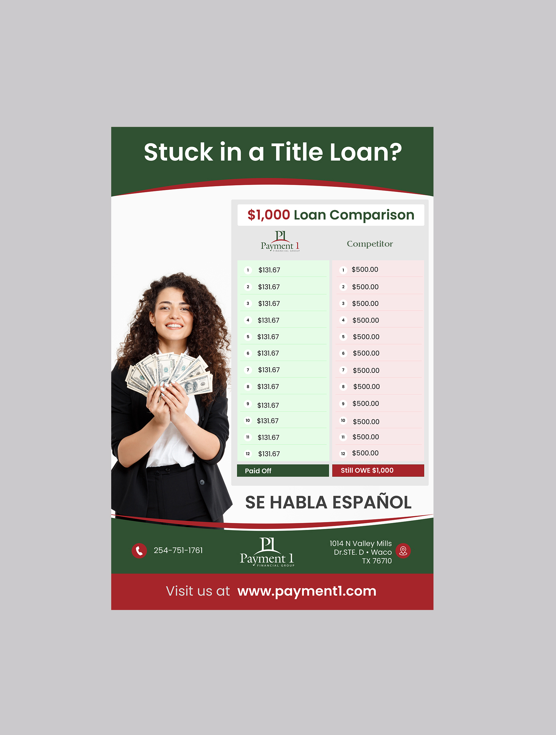 Flyer Design by Creations Box 2015 for Payment 1 Financial | Design #34133131