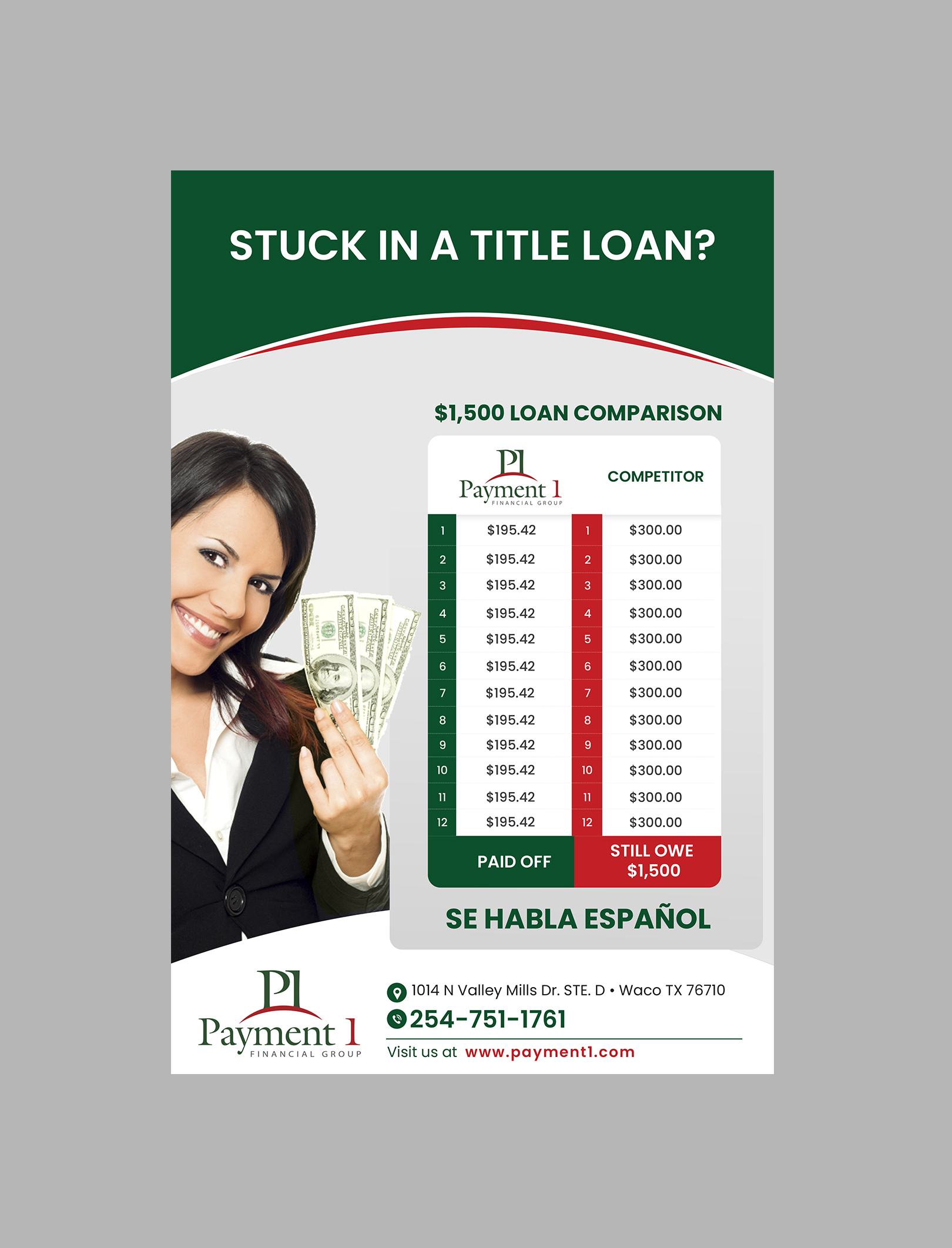 Flyer Design by Creations Box 2015 for Payment 1 Financial | Design #34140453