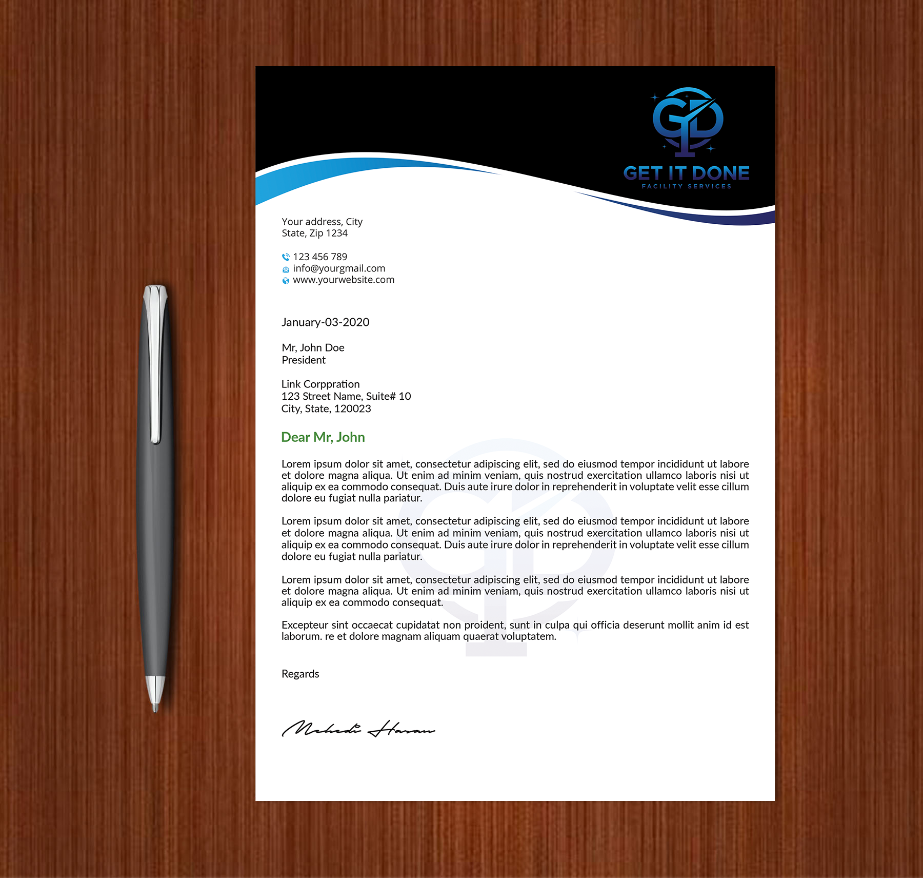 Letterhead Design by Expert Bappy for this project | Design #34089262