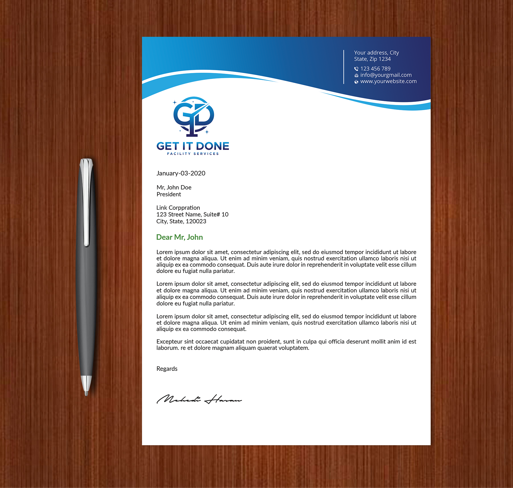 Letterhead Design by Expert Bappy for this project | Design #34089293