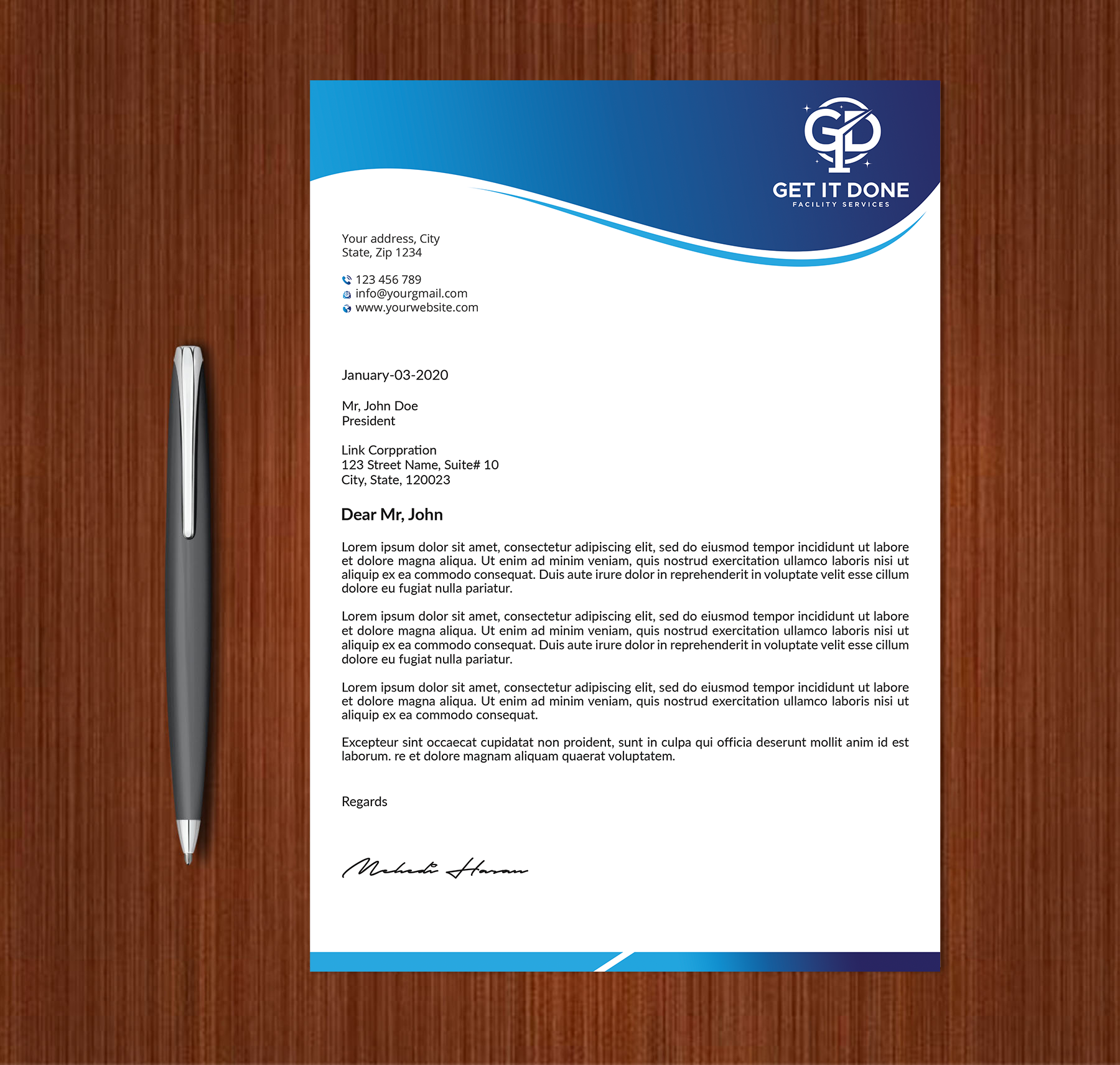 Letterhead Design by Expert Bappy for this project | Design #34090427